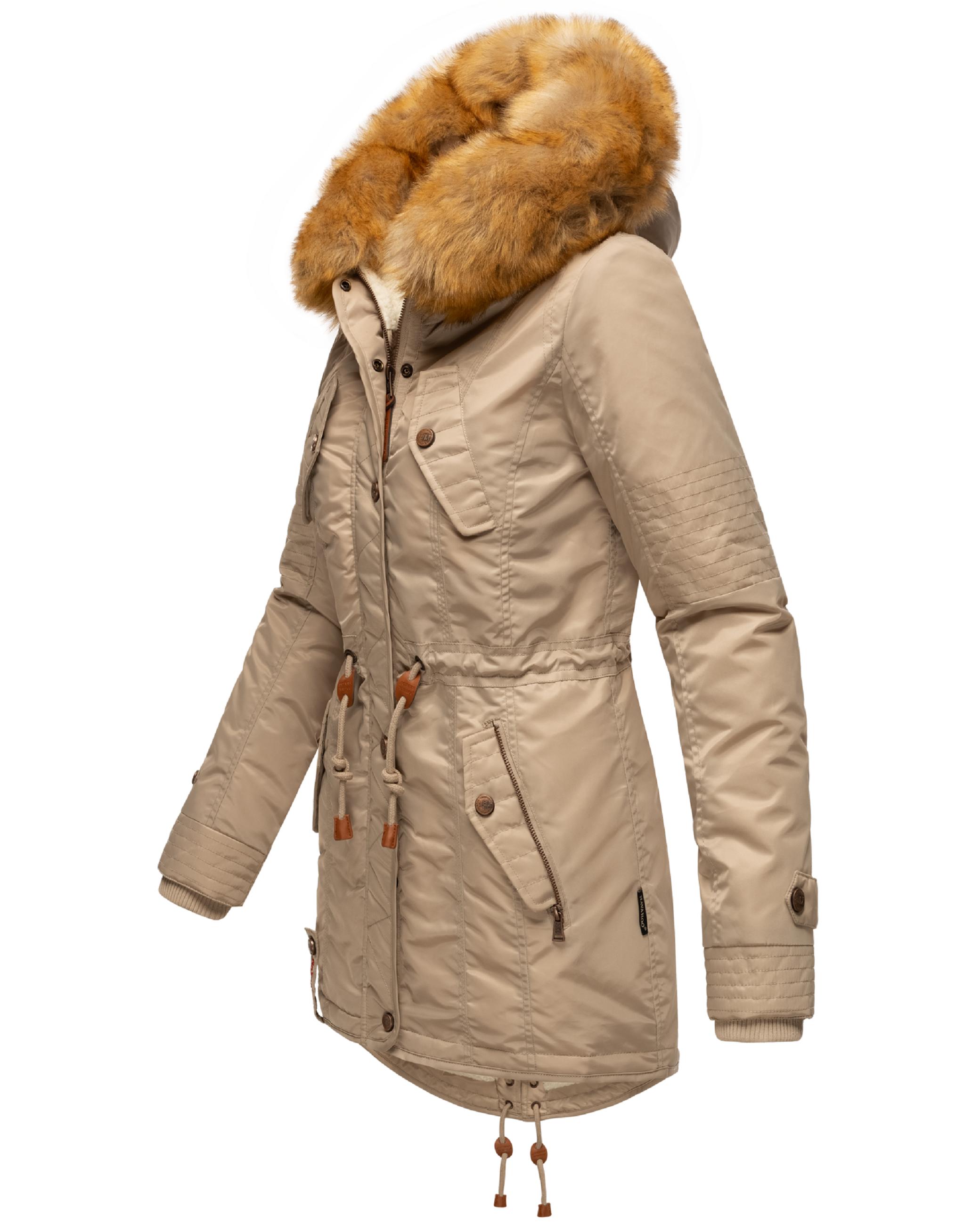 Langer Winterparka mit Kapuze "La Viva" Light Taupe