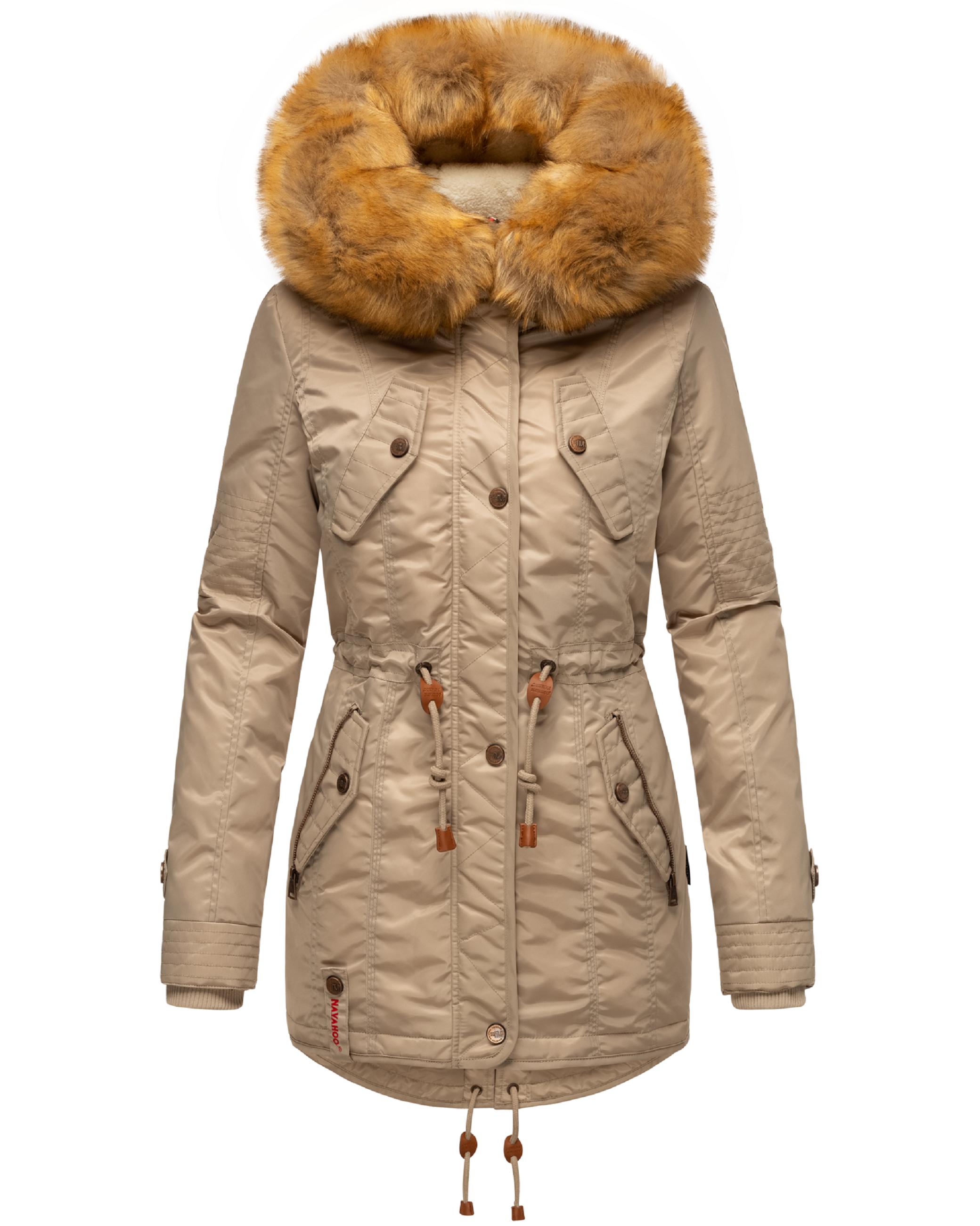 Langer Winterparka mit Kapuze "La Viva" Light Taupe