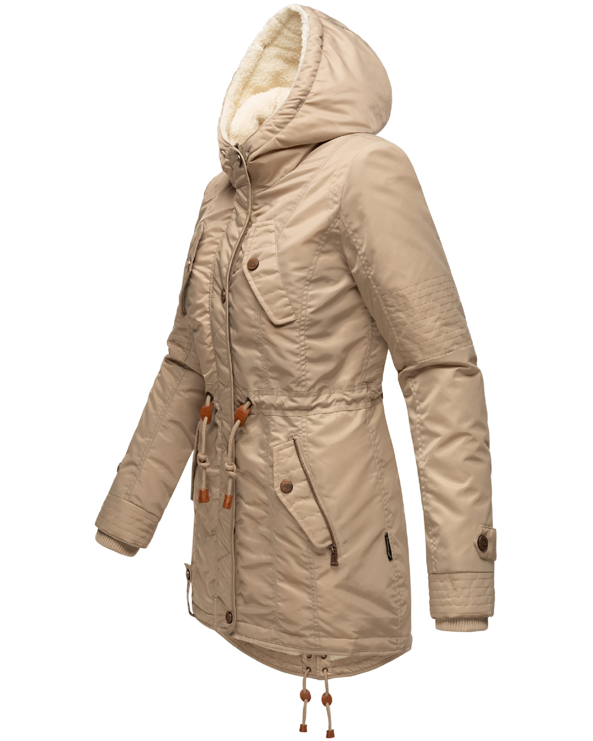 Langer Winterparka mit Kapuze "La Viva" Light Taupe