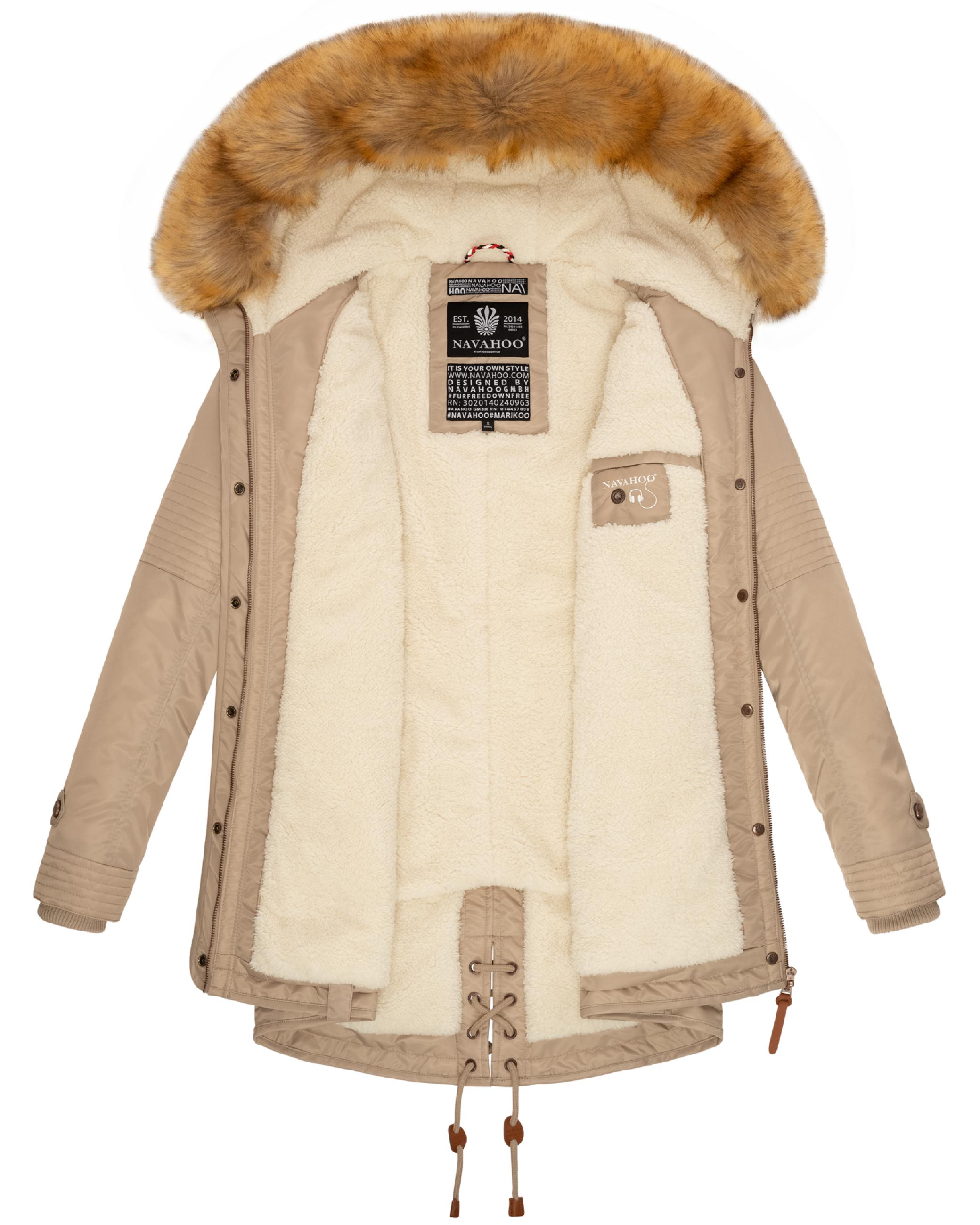 Langer Winterparka mit Kapuze "La Viva" Light Taupe