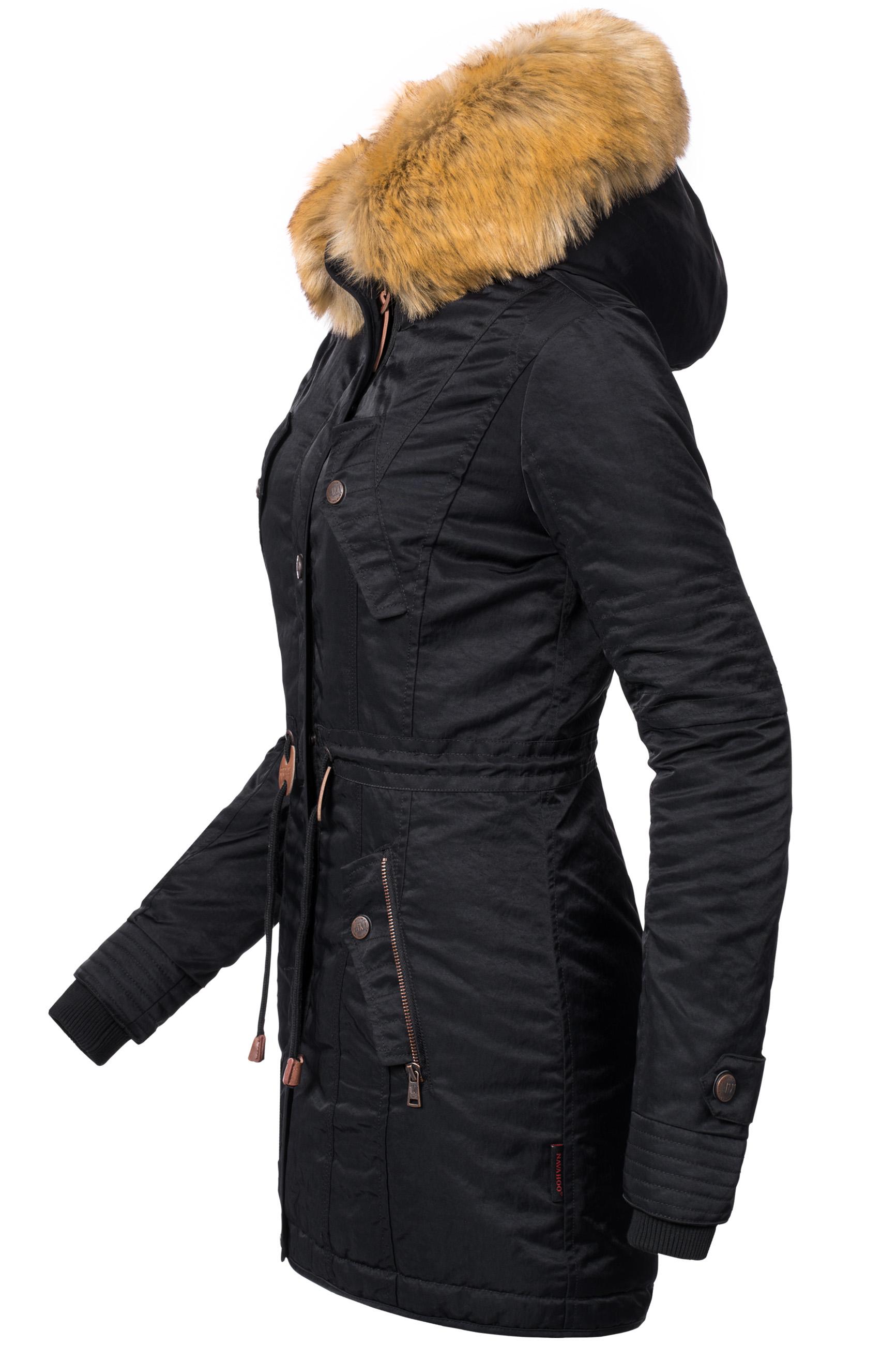 Langer Winterparka mit Kapuze "La Viva" Schwarz