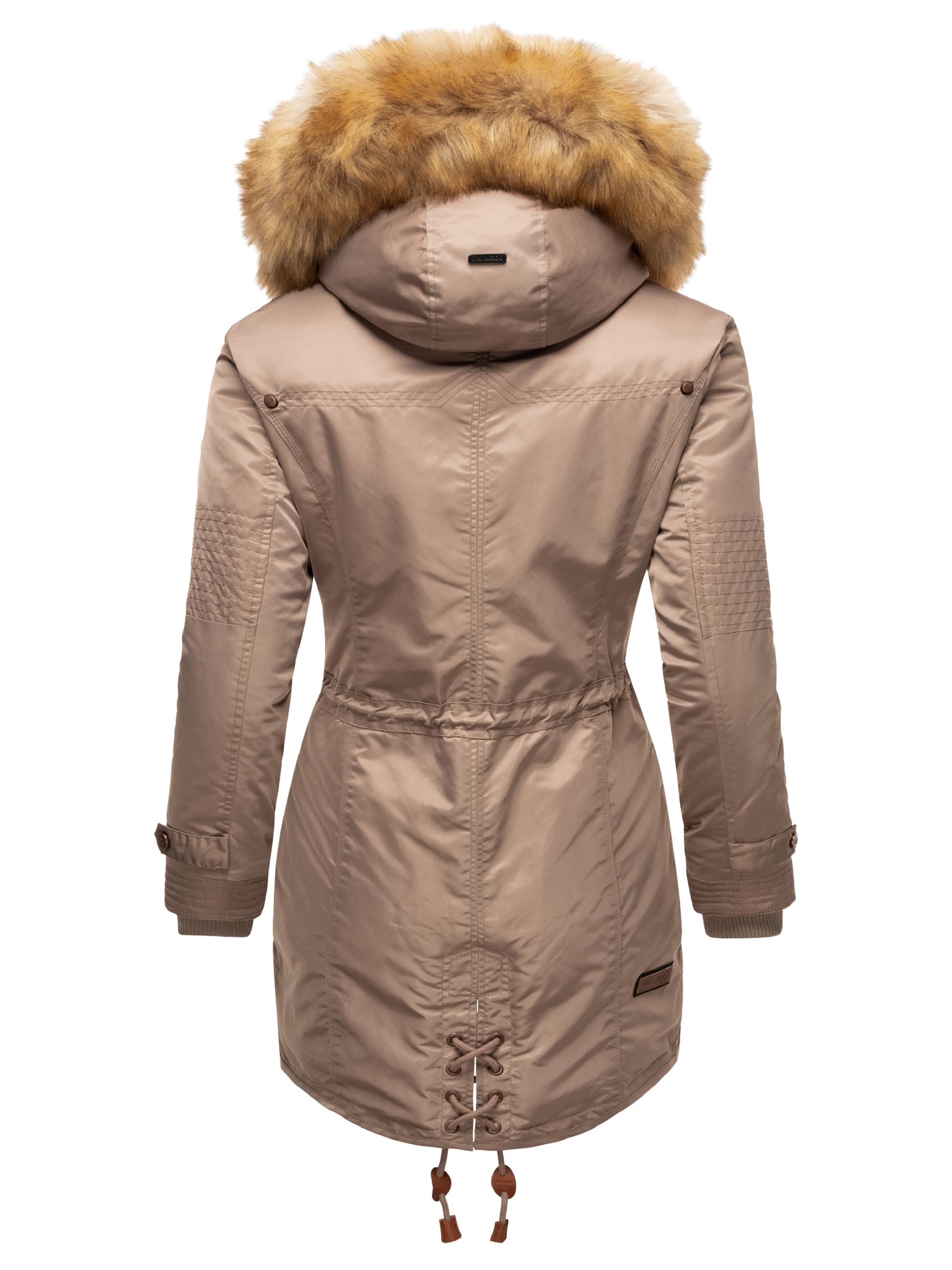 Langer Winterparka mit Kapuze "La Viva" Taupe Grey