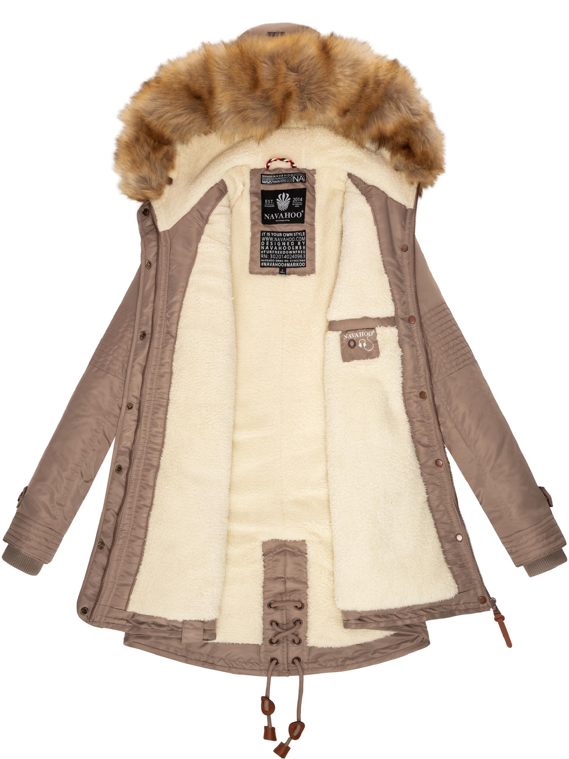 Langer Winterparka mit Kapuze "La Viva" Taupe Grey