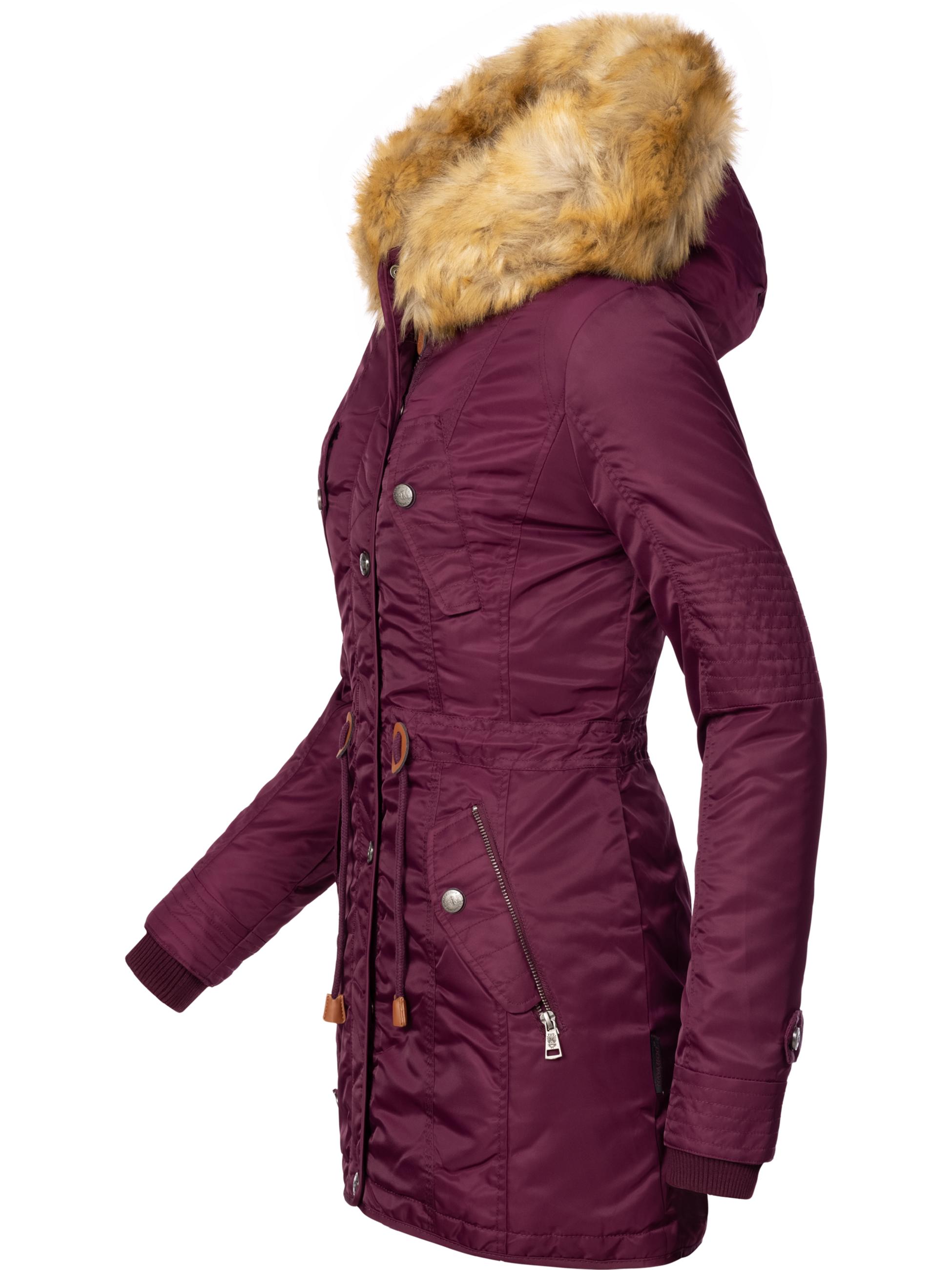 Langer Winterparka mit Kapuze "La Viva" Weinrot