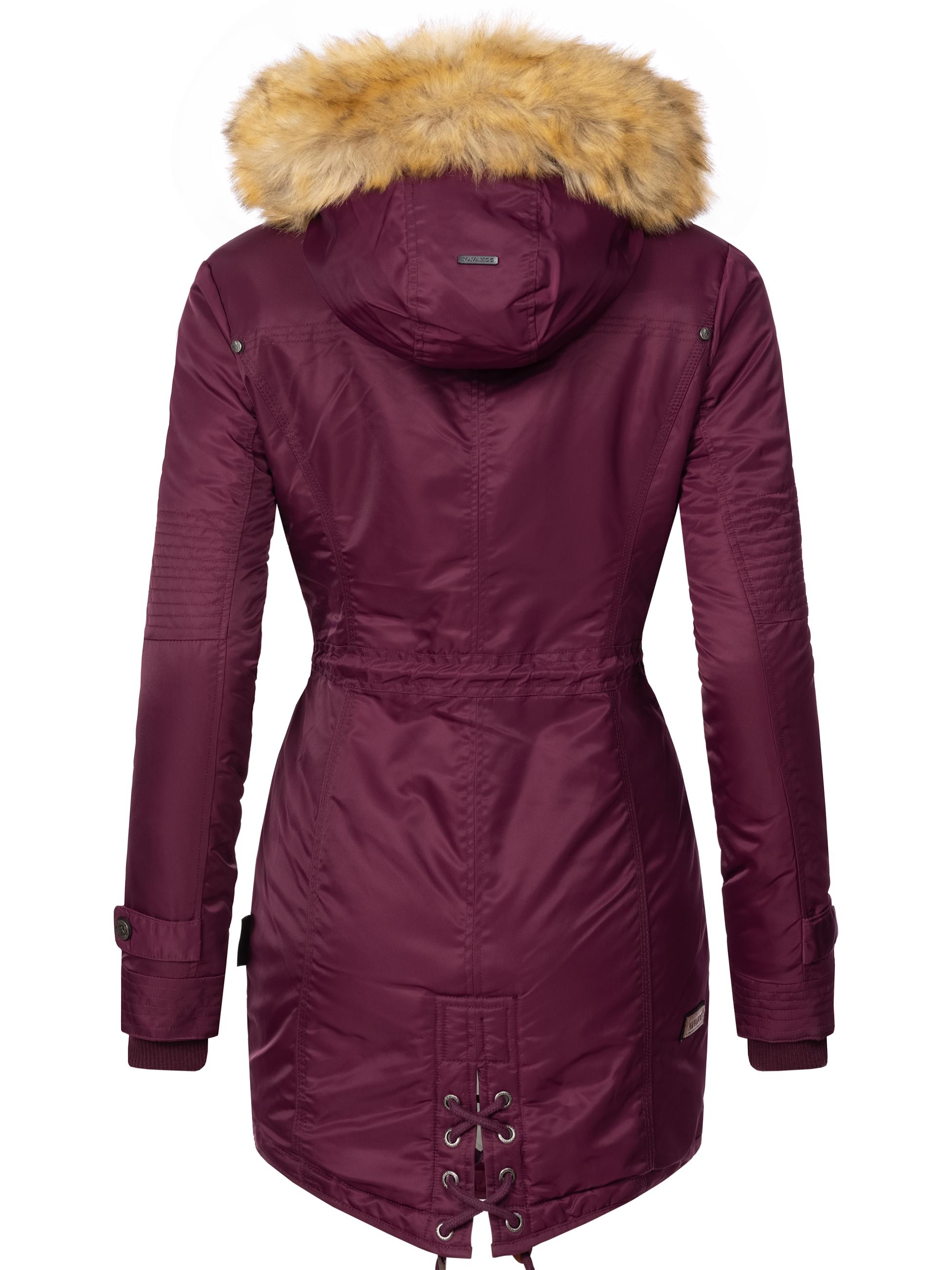 Langer Winterparka mit Kapuze "La Viva" Weinrot