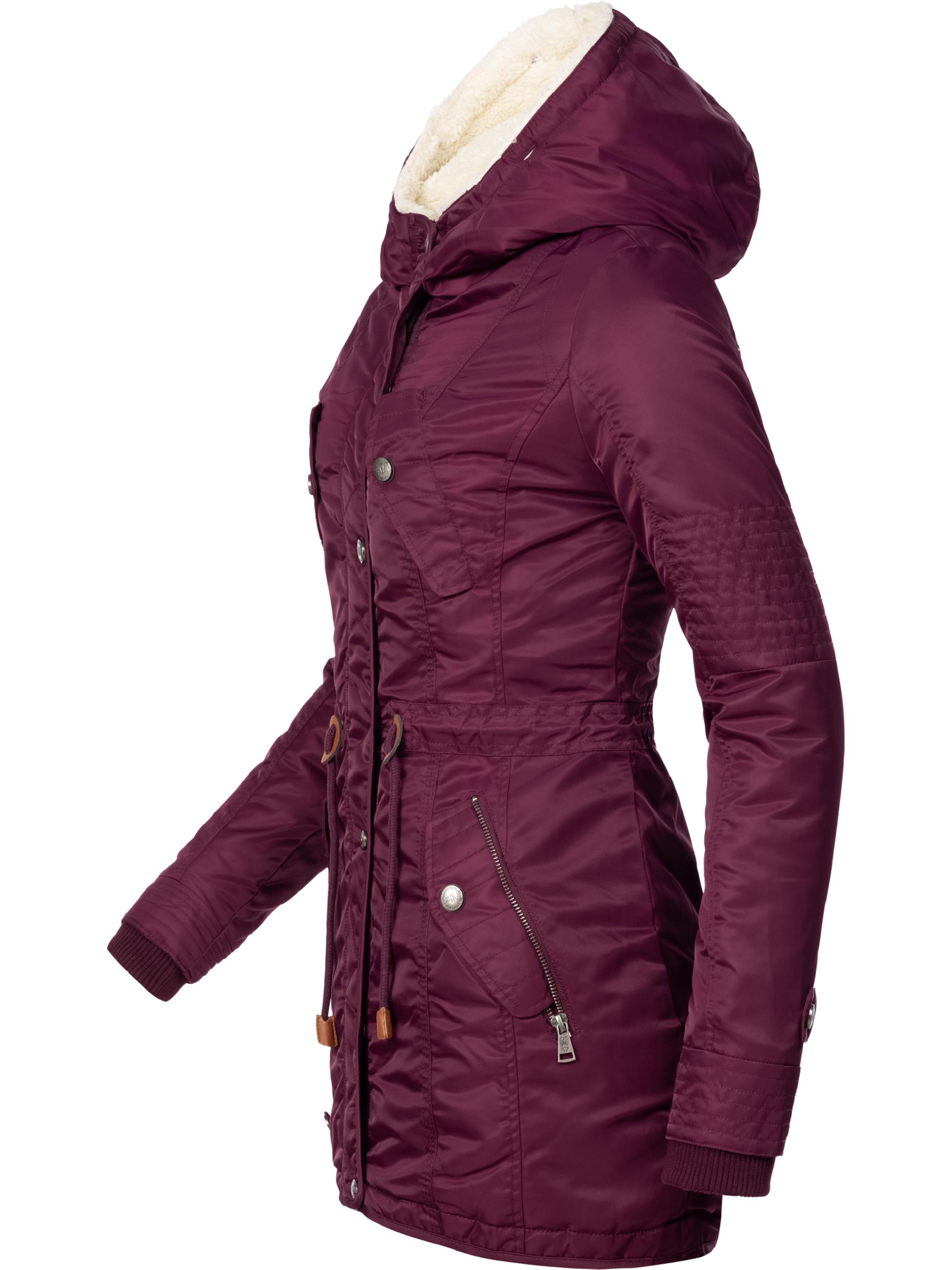 Langer Winterparka mit Kapuze "La Viva" Weinrot