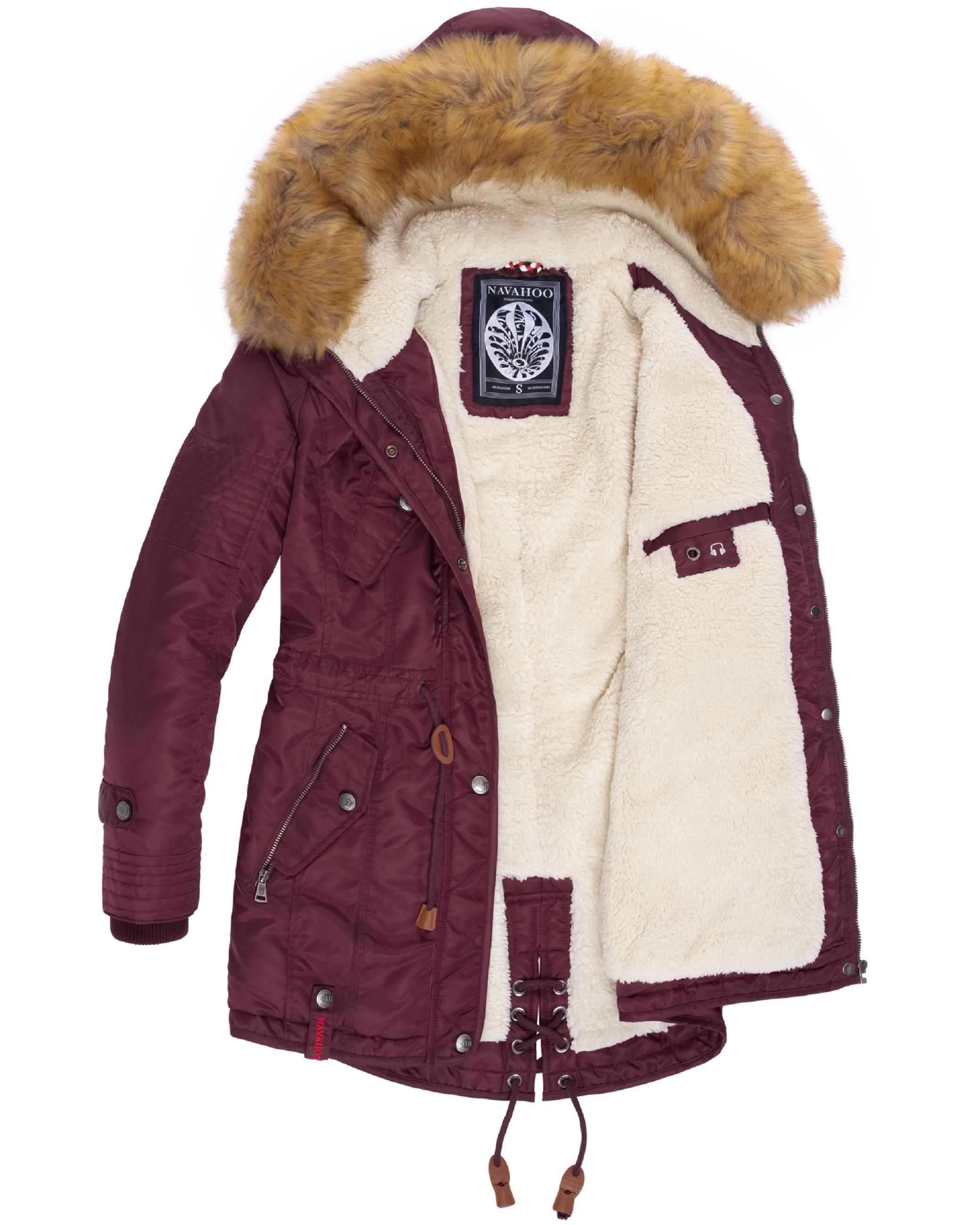 Langer Winterparka mit Kapuze "La Viva" Weinrot