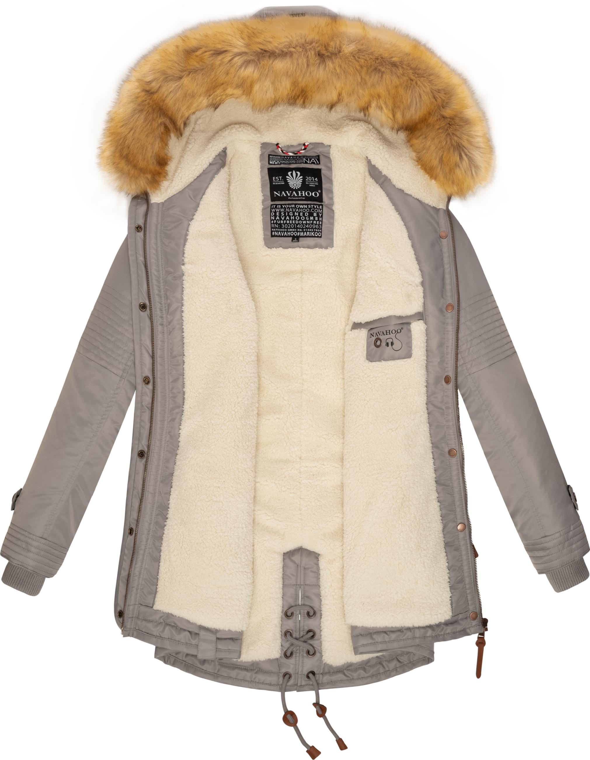 Langer Winterparka mit Kapuze "La Viva" Zinc Grey