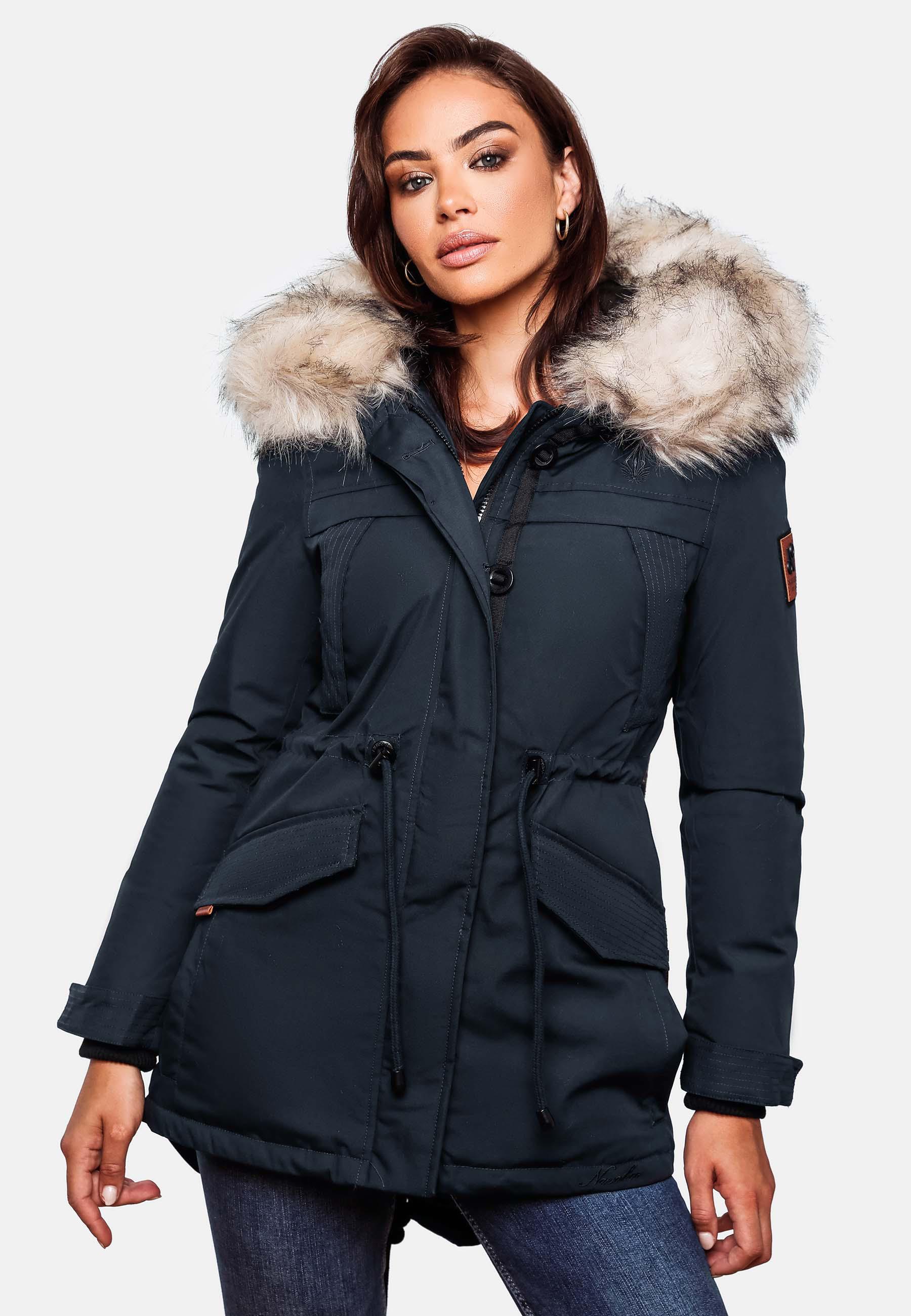 Winterparka mit abnehmbarem Kunstfell "Lady Like" Blau