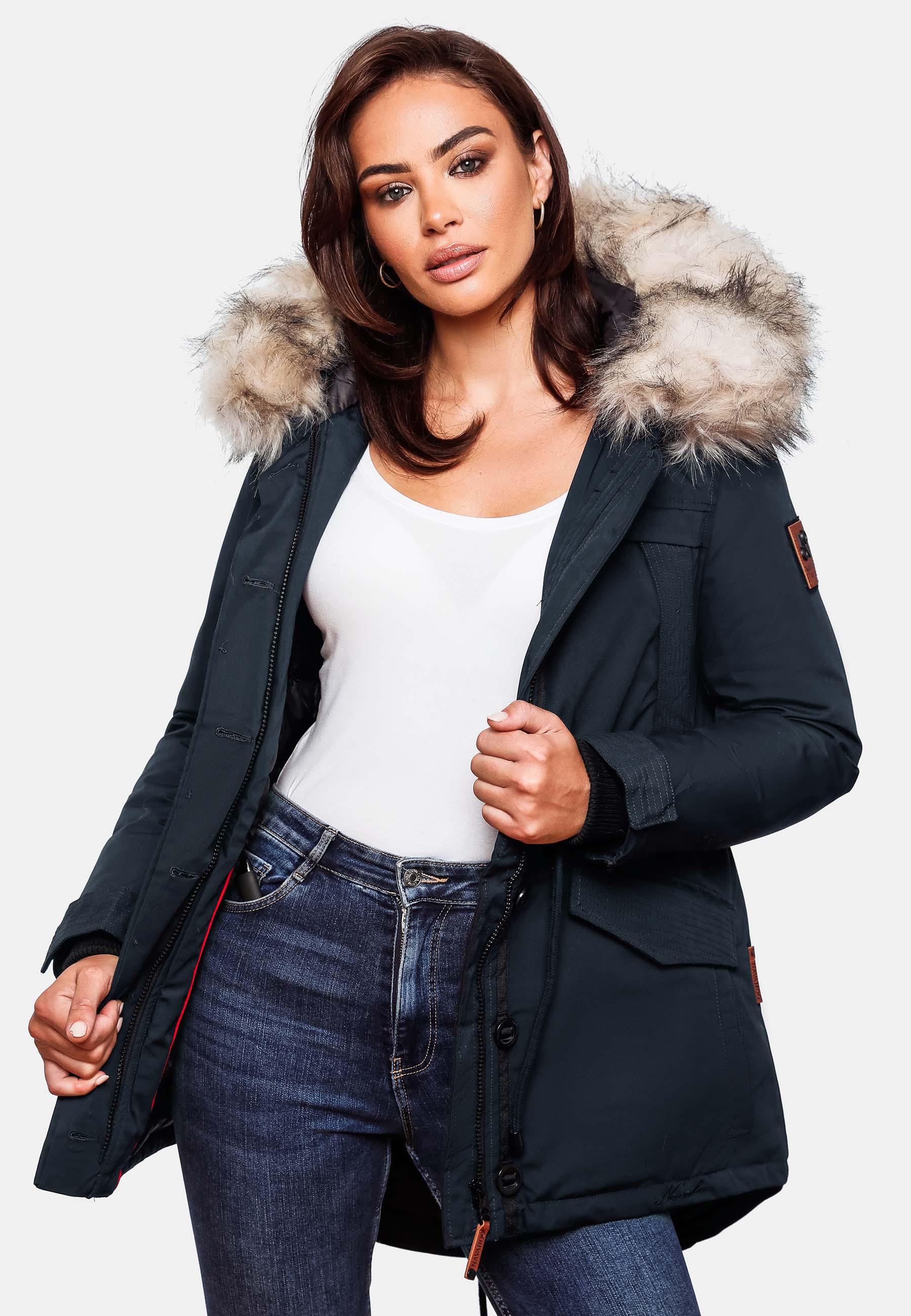 Winterparka mit abnehmbarem Kunstfell "Lady Like" Blau