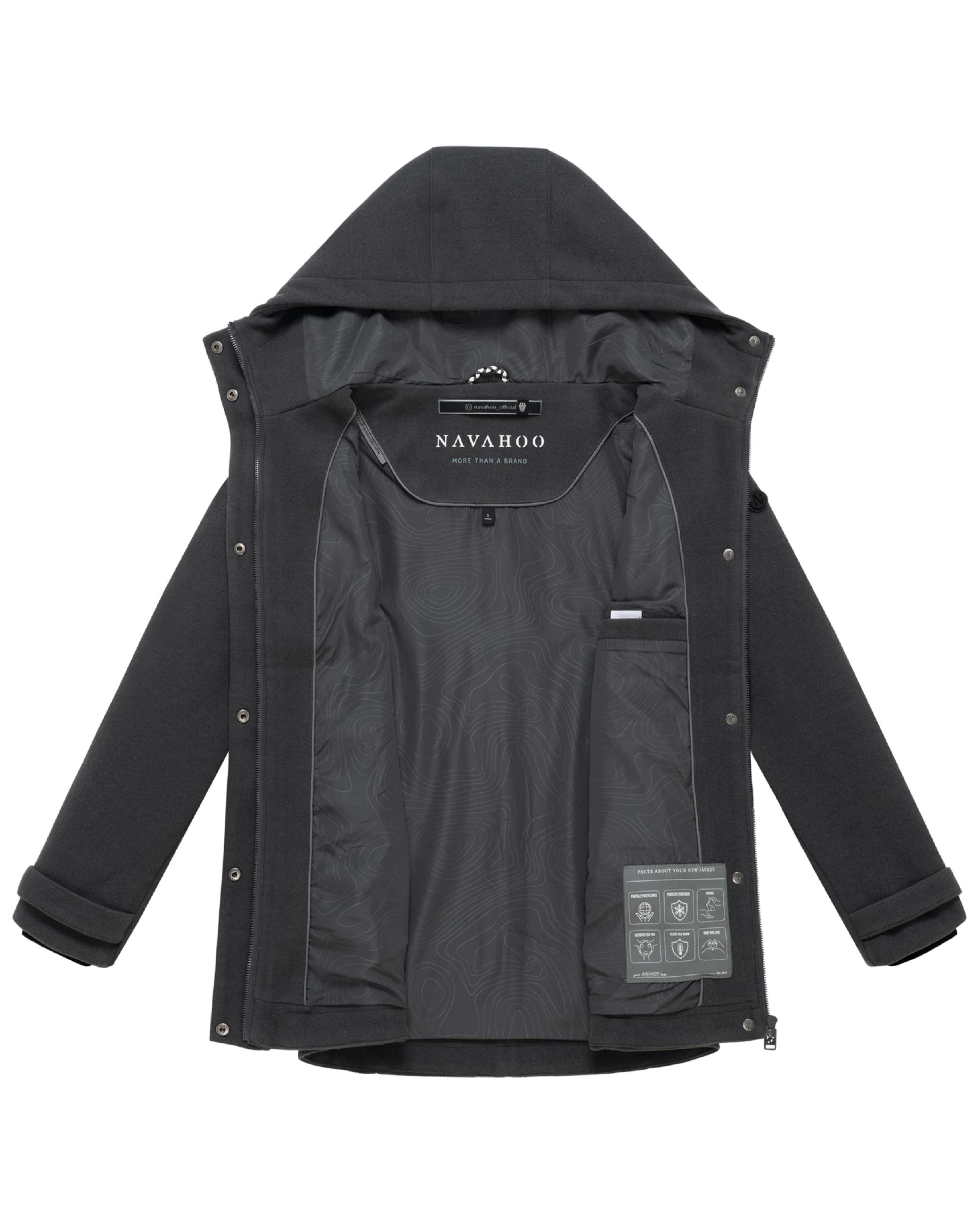 Leichte Übergangsjacke in Wollmantel-Optik "Lächelstern 14" Anthracite