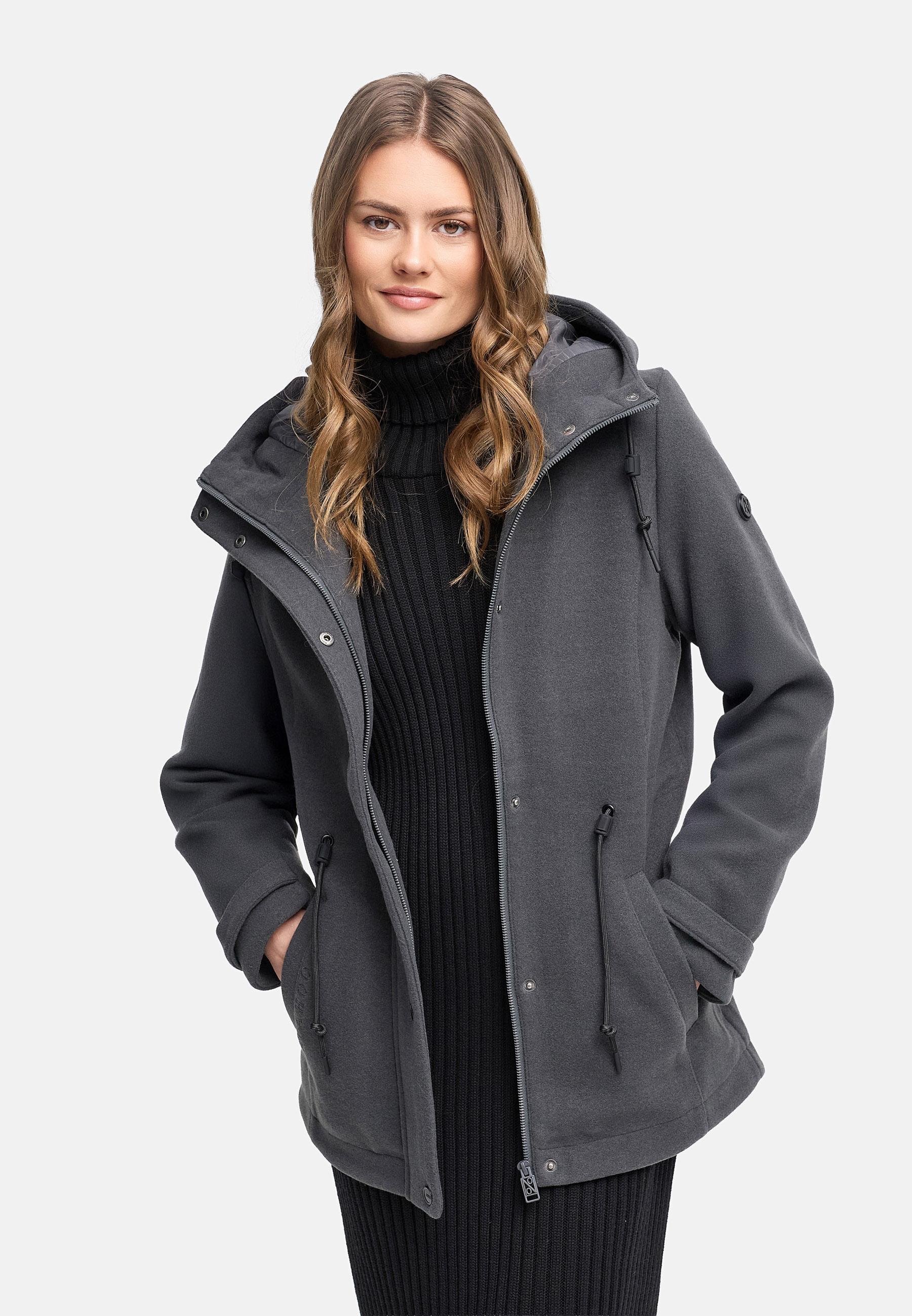 Leichte Übergangsjacke in Wollmantel-Optik "Lächelstern 14" Anthracite