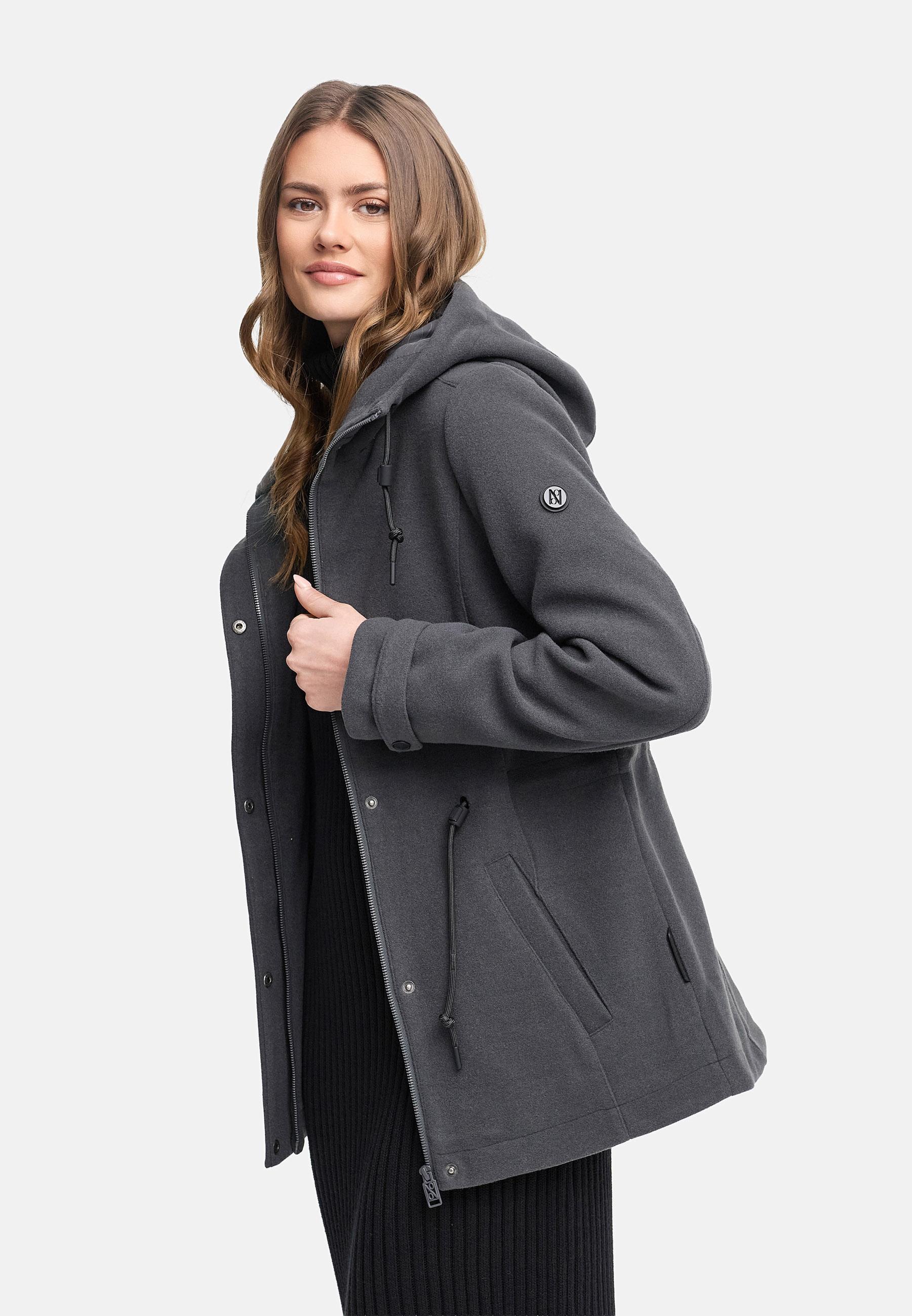 Leichte Übergangsjacke in Wollmantel-Optik "Lächelstern 14" Anthracite