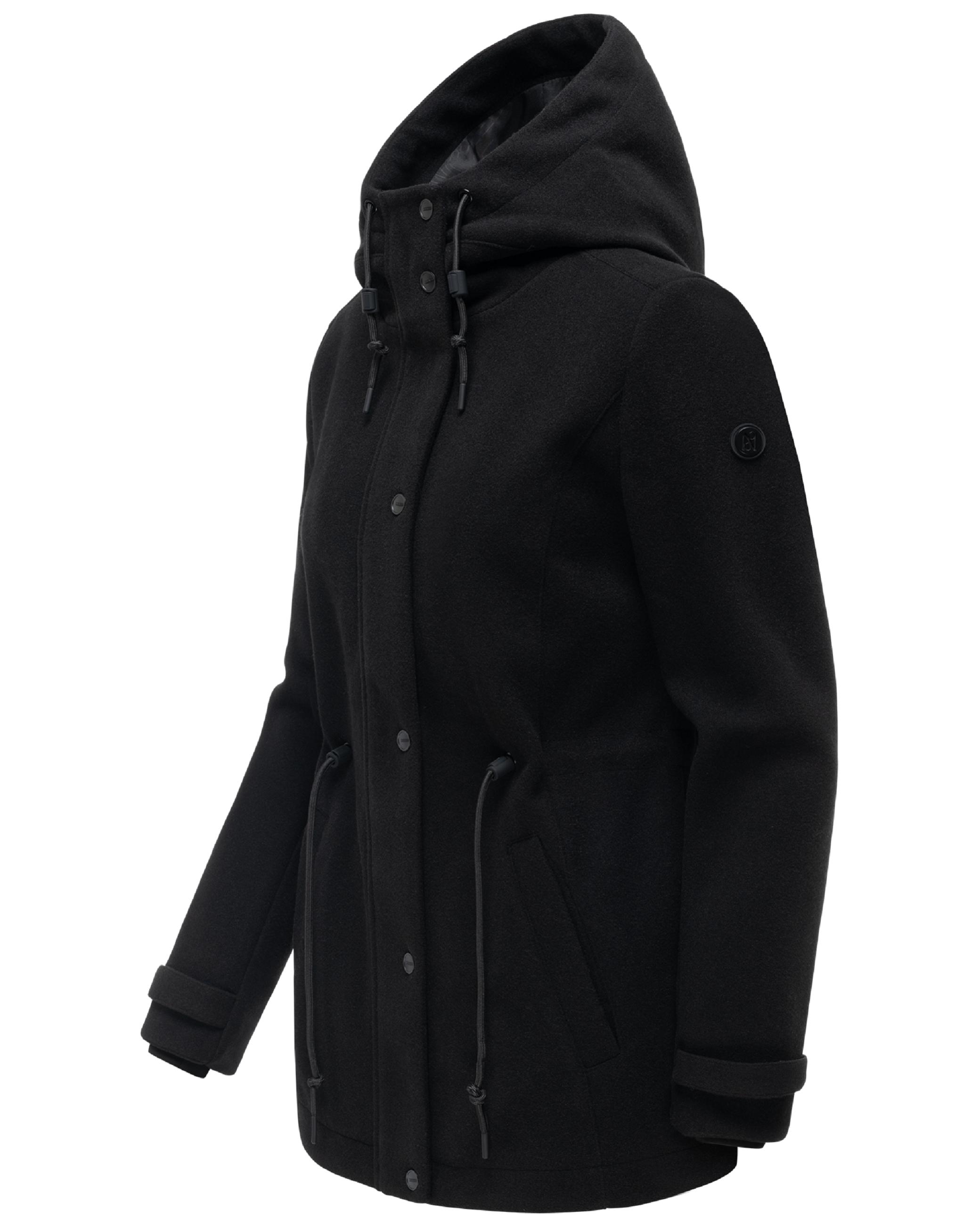 Leichte Übergangsjacke in Wollmantel-Optik "Lächelstern 14" Black