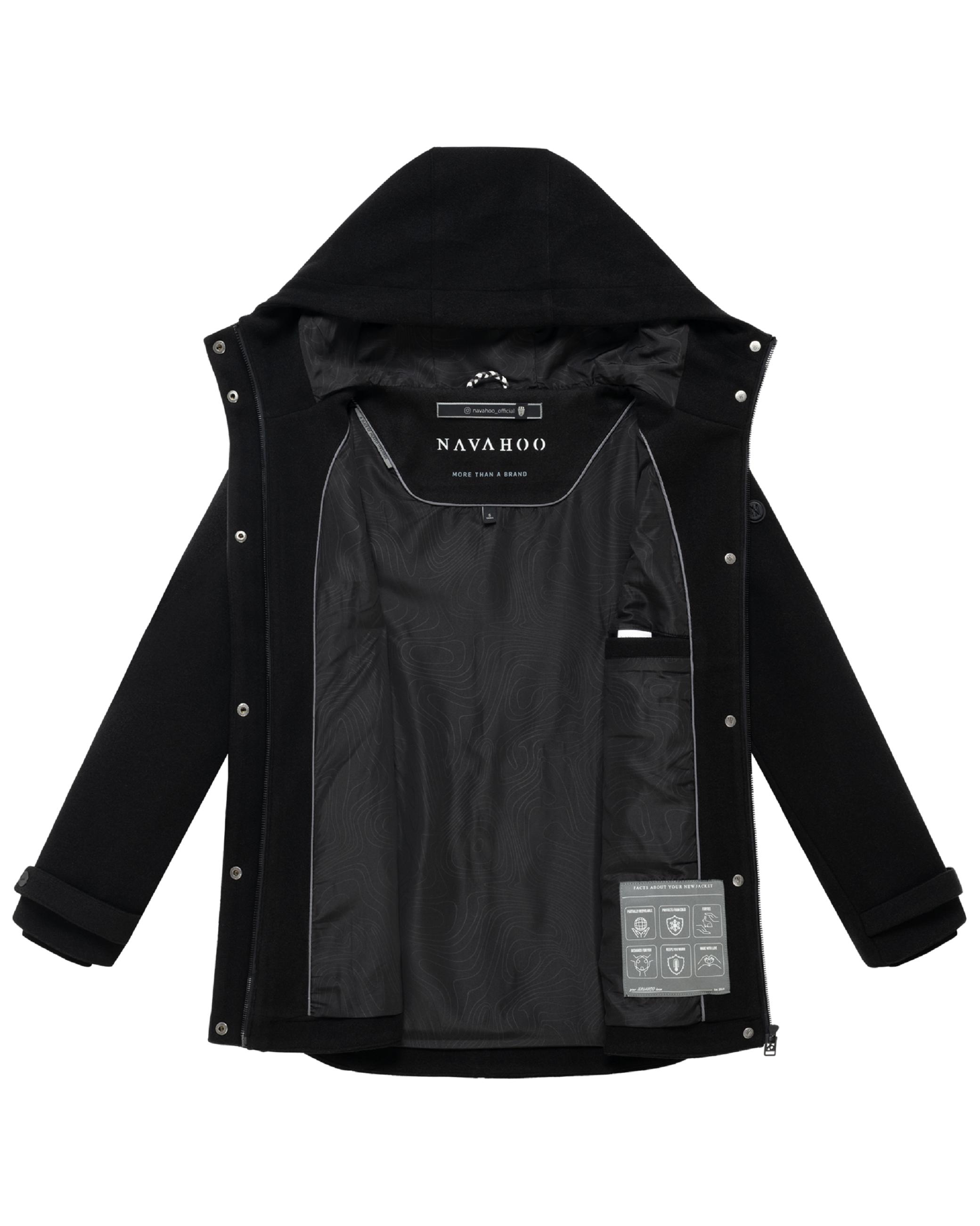 Leichte Übergangsjacke in Wollmantel-Optik "Lächelstern 14" Black