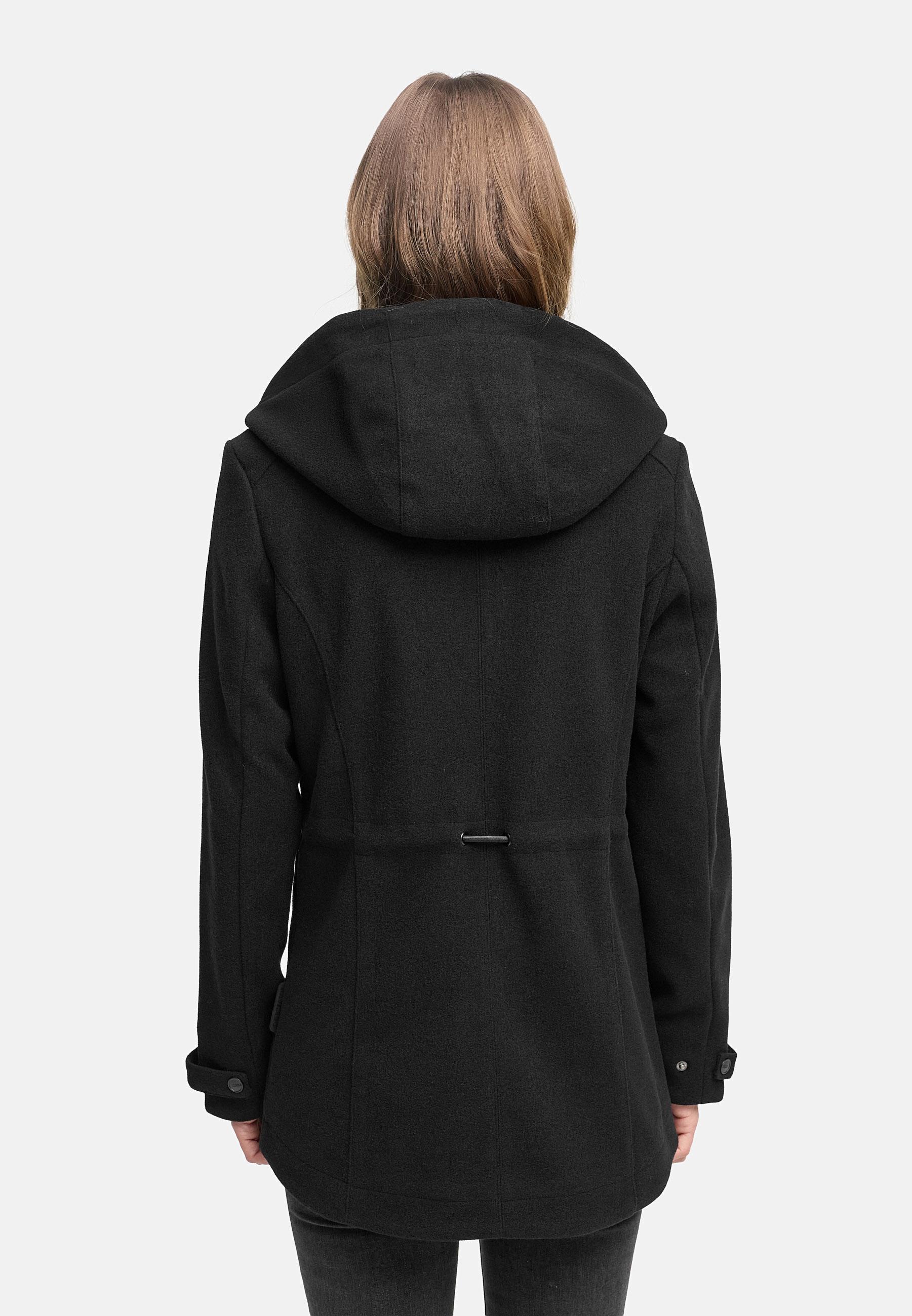 Leichte Übergangsjacke in Wollmantel-Optik "Lächelstern 14" Black