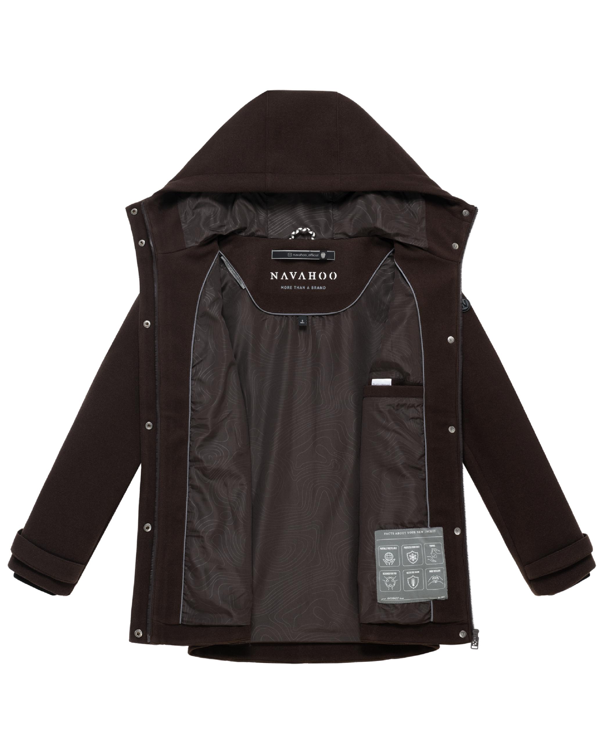 Leichte Übergangsjacke in Wollmantel-Optik "Lächelstern 14" Choco