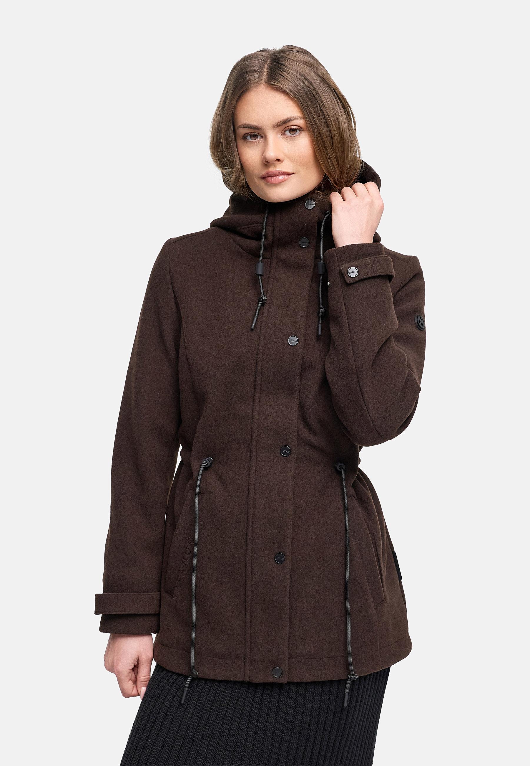 Leichte Übergangsjacke in Wollmantel-Optik "Lächelstern 14" Choco