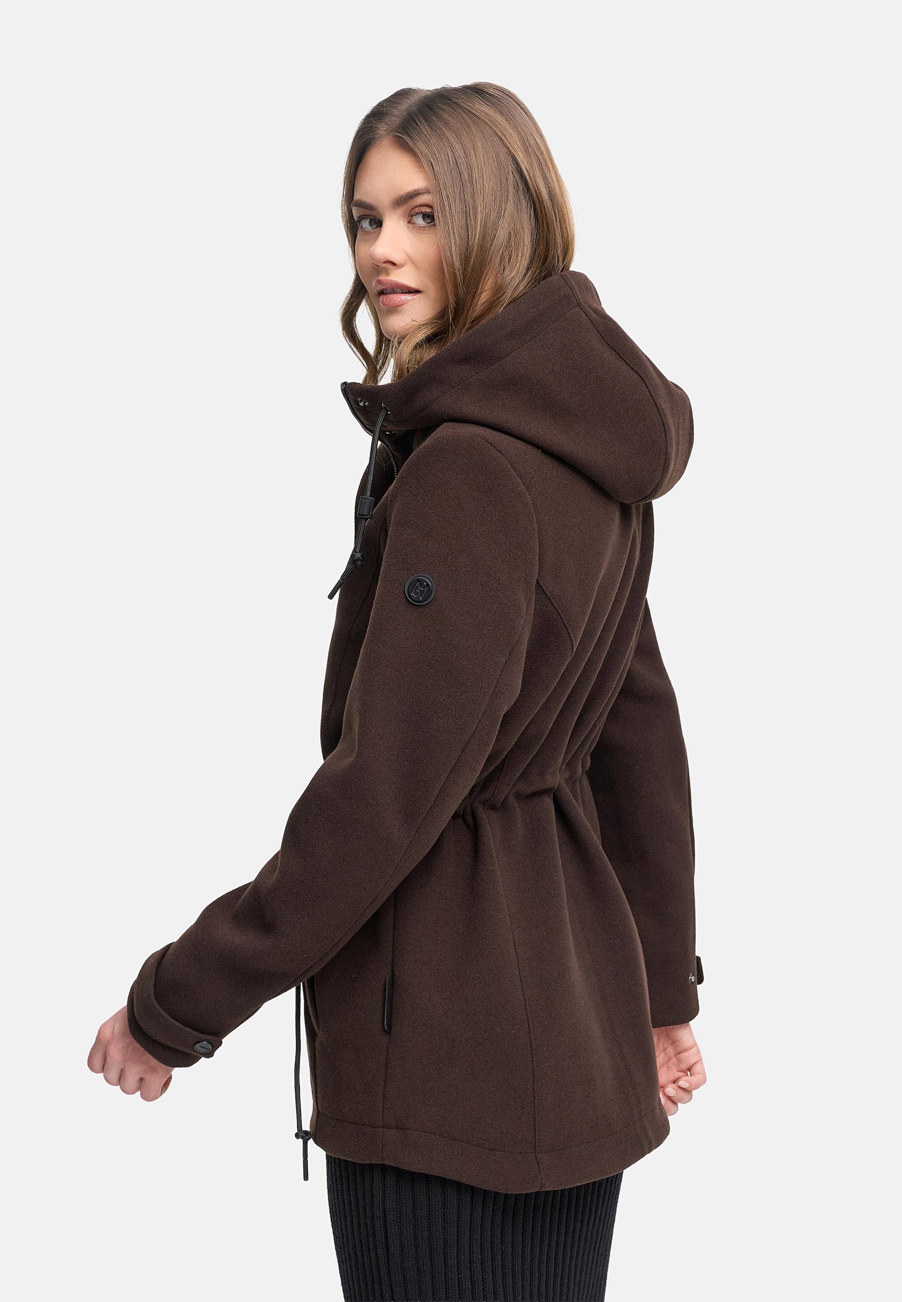 Leichte Übergangsjacke in Wollmantel-Optik "Lächelstern 14" Choco