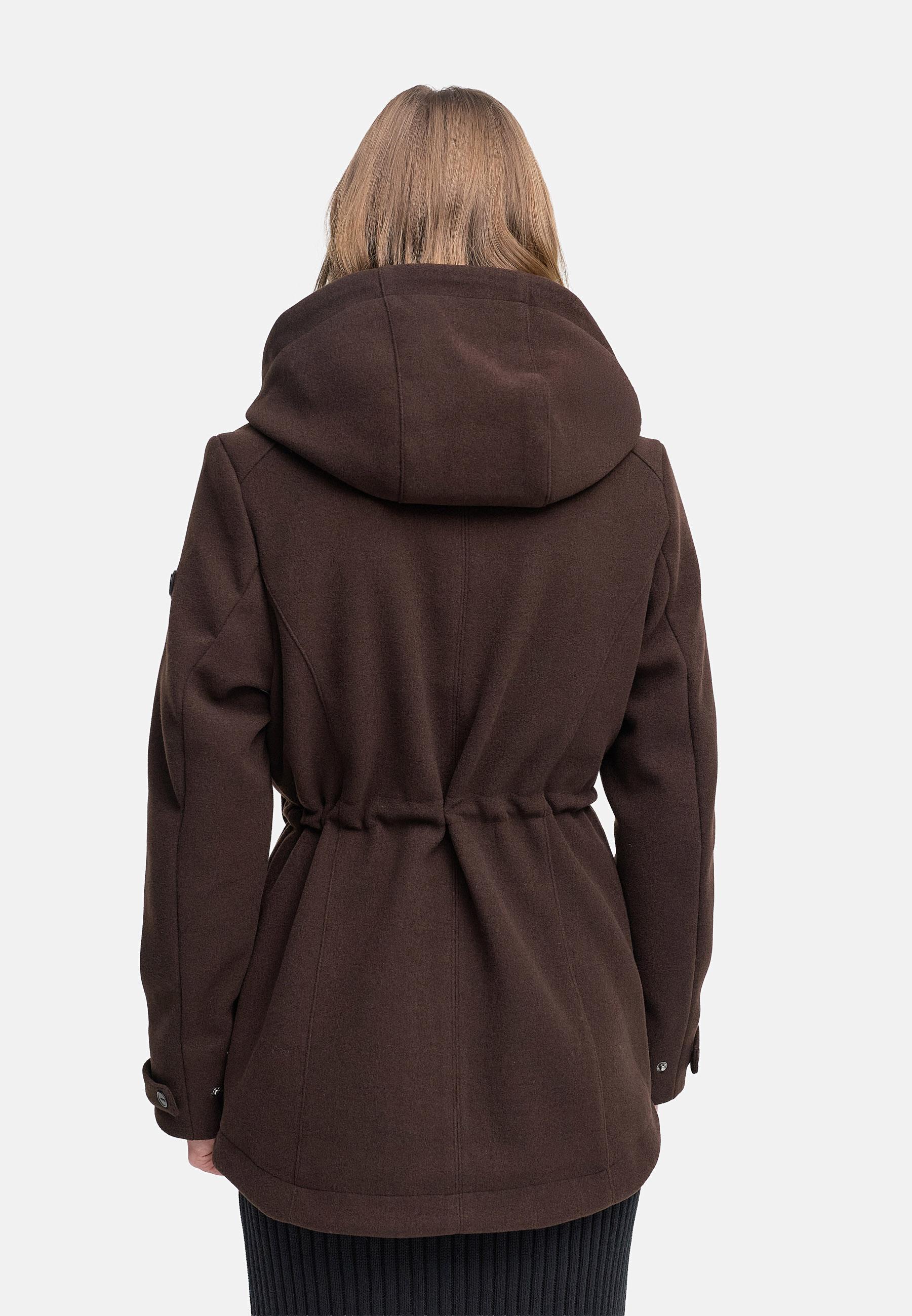 Leichte Übergangsjacke in Wollmantel-Optik "Lächelstern 14" Choco