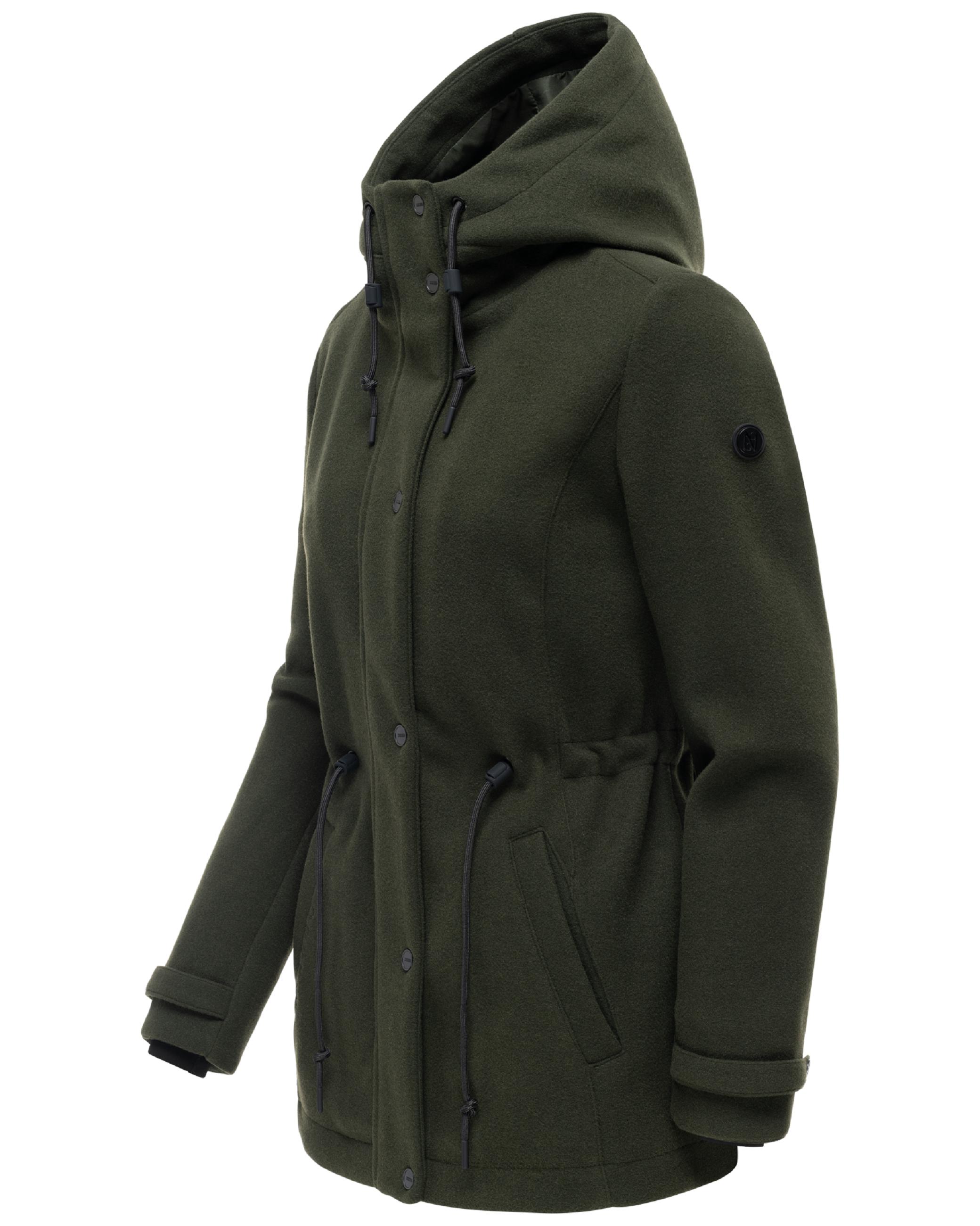Leichte Übergangsjacke in Wollmantel-Optik "Lächelstern 14" Dark Olive