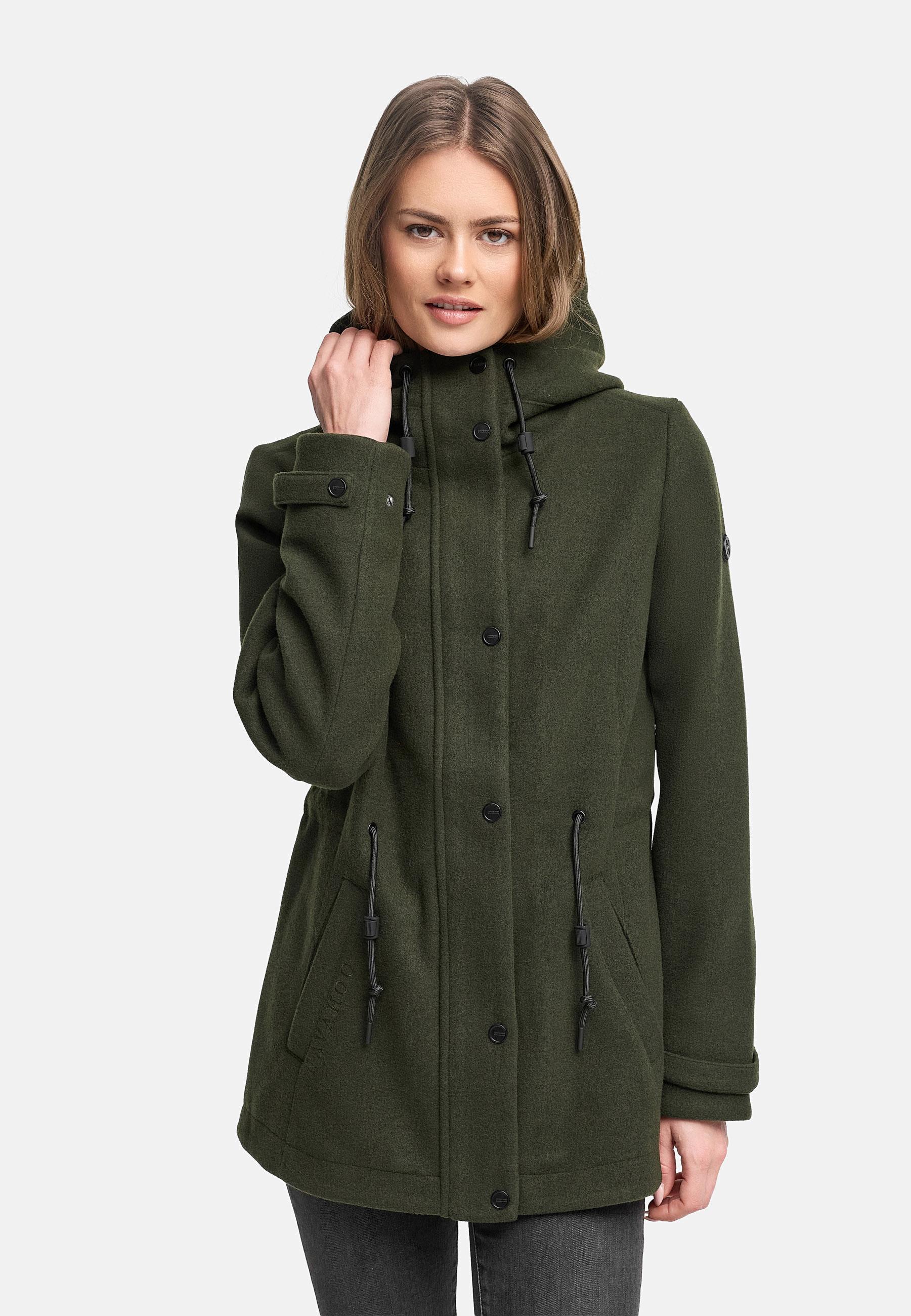 Leichte Übergangsjacke in Wollmantel-Optik "Lächelstern 14" Dark Olive