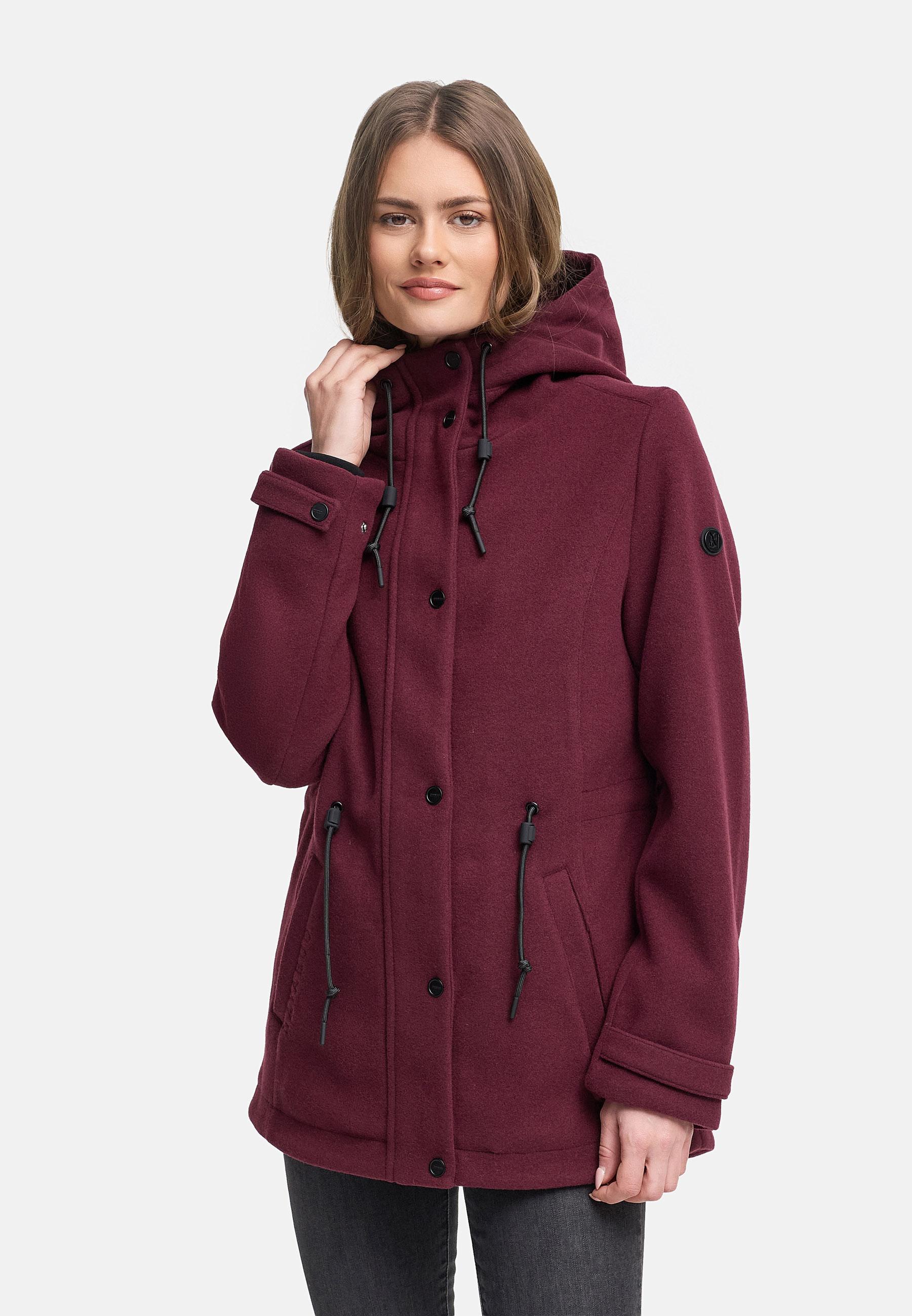 Leichte Übergangsjacke in Wollmantel-Optik "Lächelstern 14" Wine