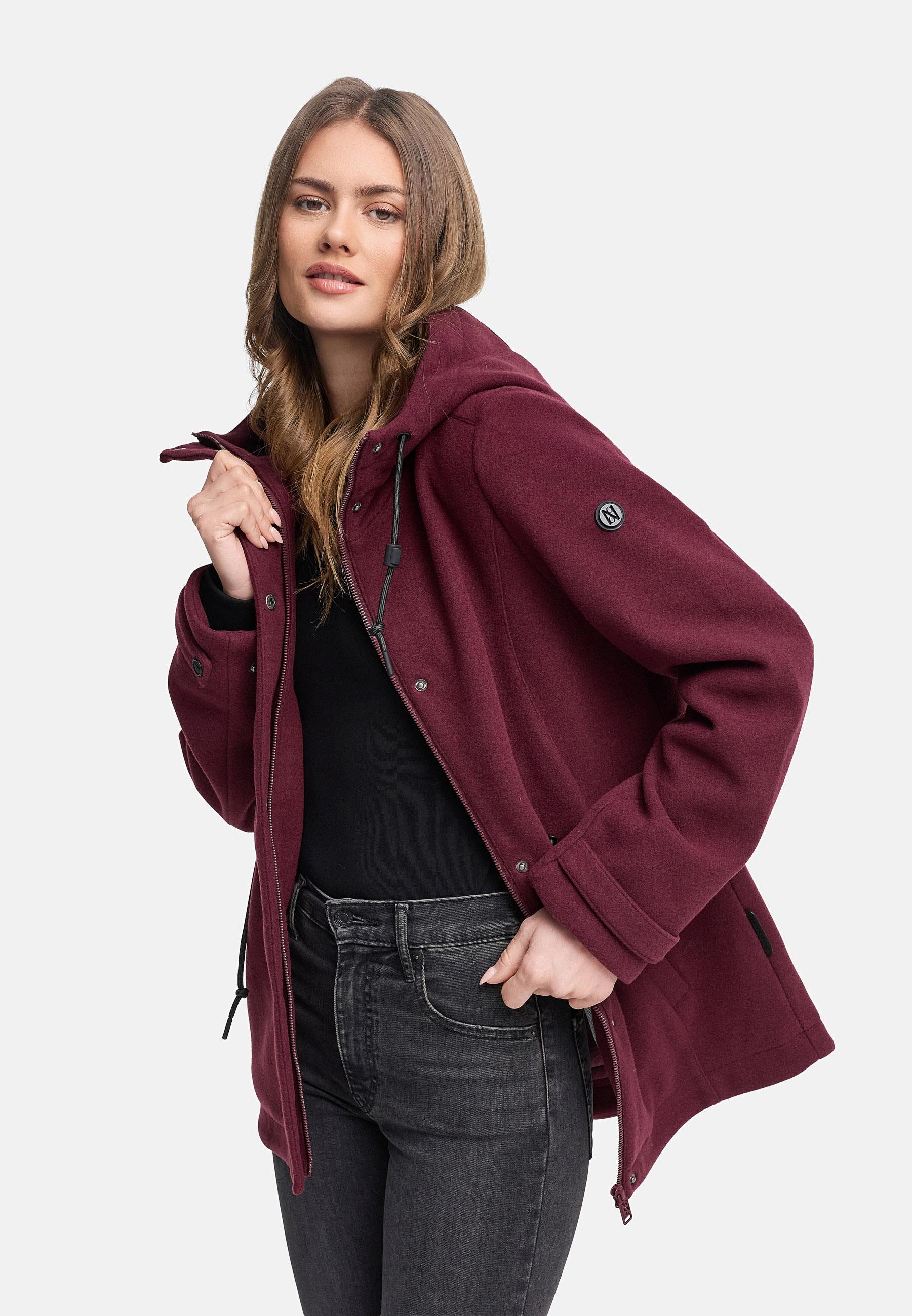 Leichte Übergangsjacke in Wollmantel-Optik "Lächelstern 14" Wine