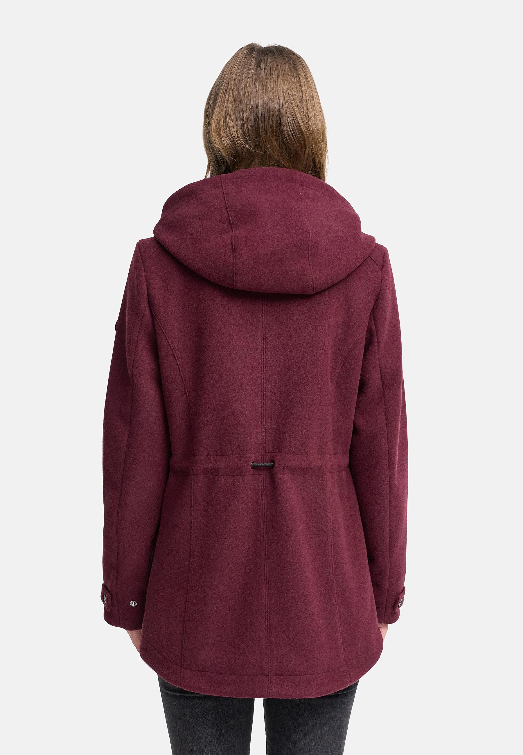 Leichte Übergangsjacke in Wollmantel-Optik "Lächelstern 14" Wine