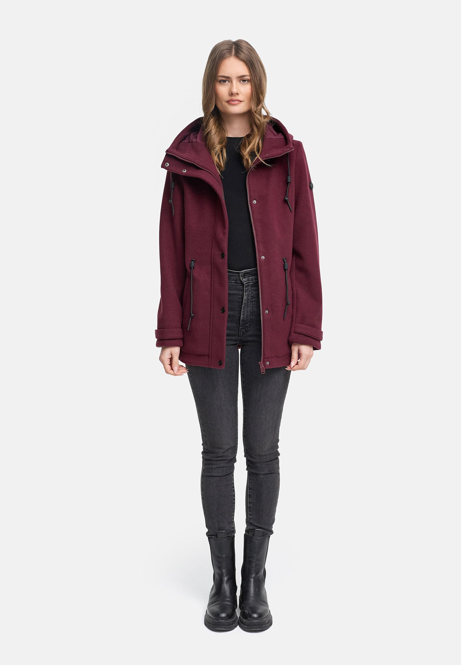 Leichte Übergangsjacke in Wollmantel-Optik "Lächelstern 14" Wine