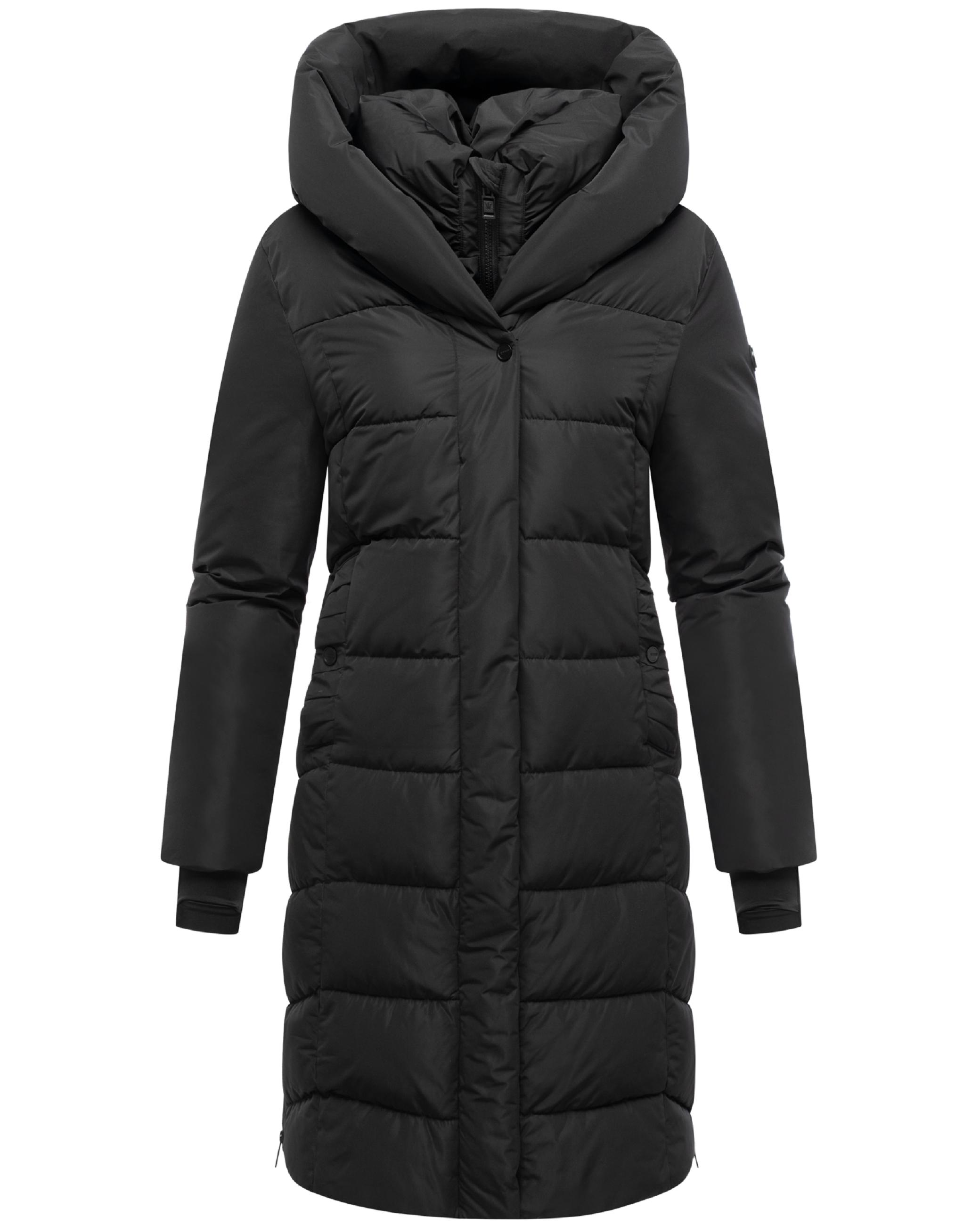 Warmer Steppmantel mit herausnehmbarem Kragen-Einsatz "Laubzauber 14" Black