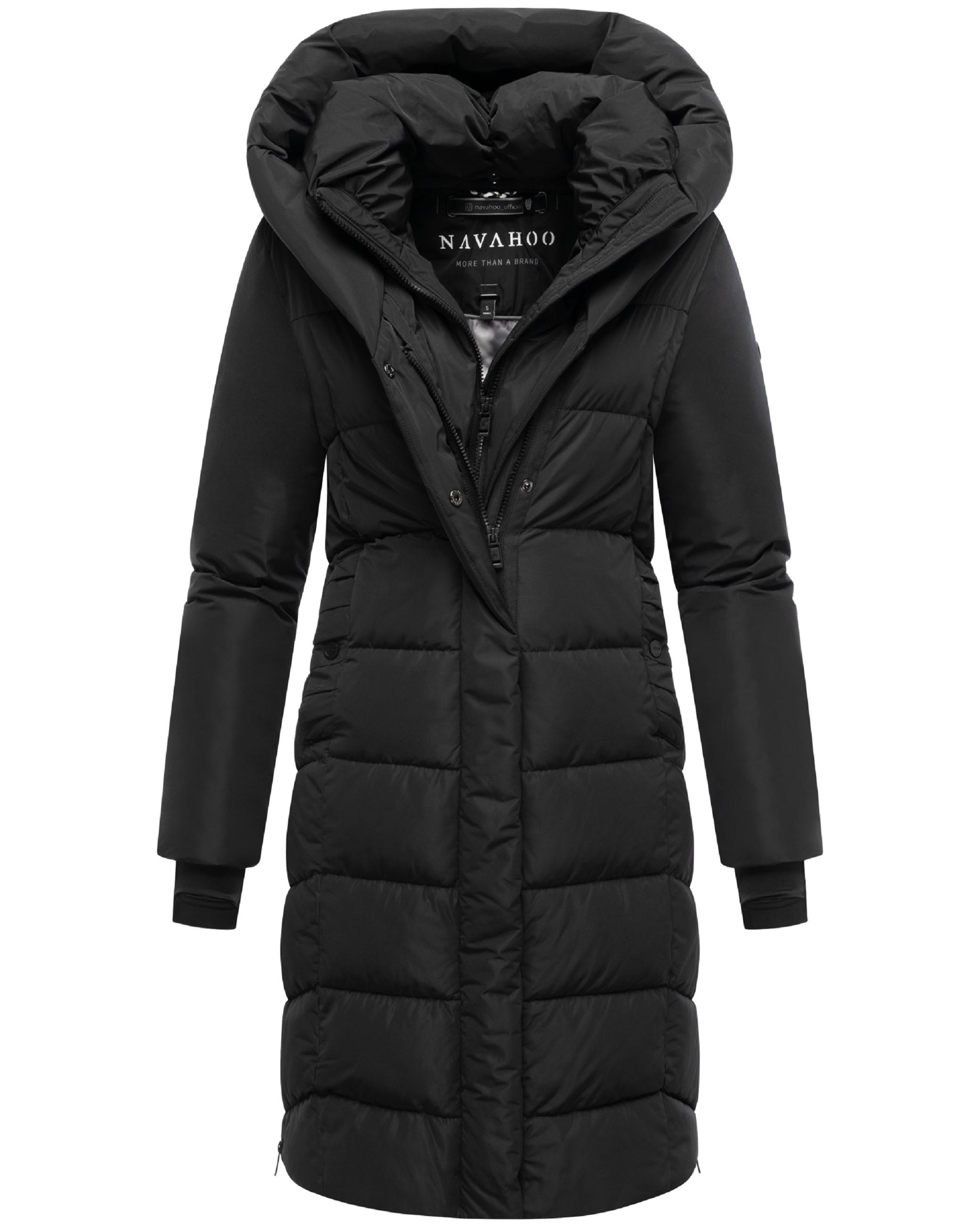 Warmer Steppmantel mit herausnehmbarem Kragen-Einsatz "Laubzauber 14" Black