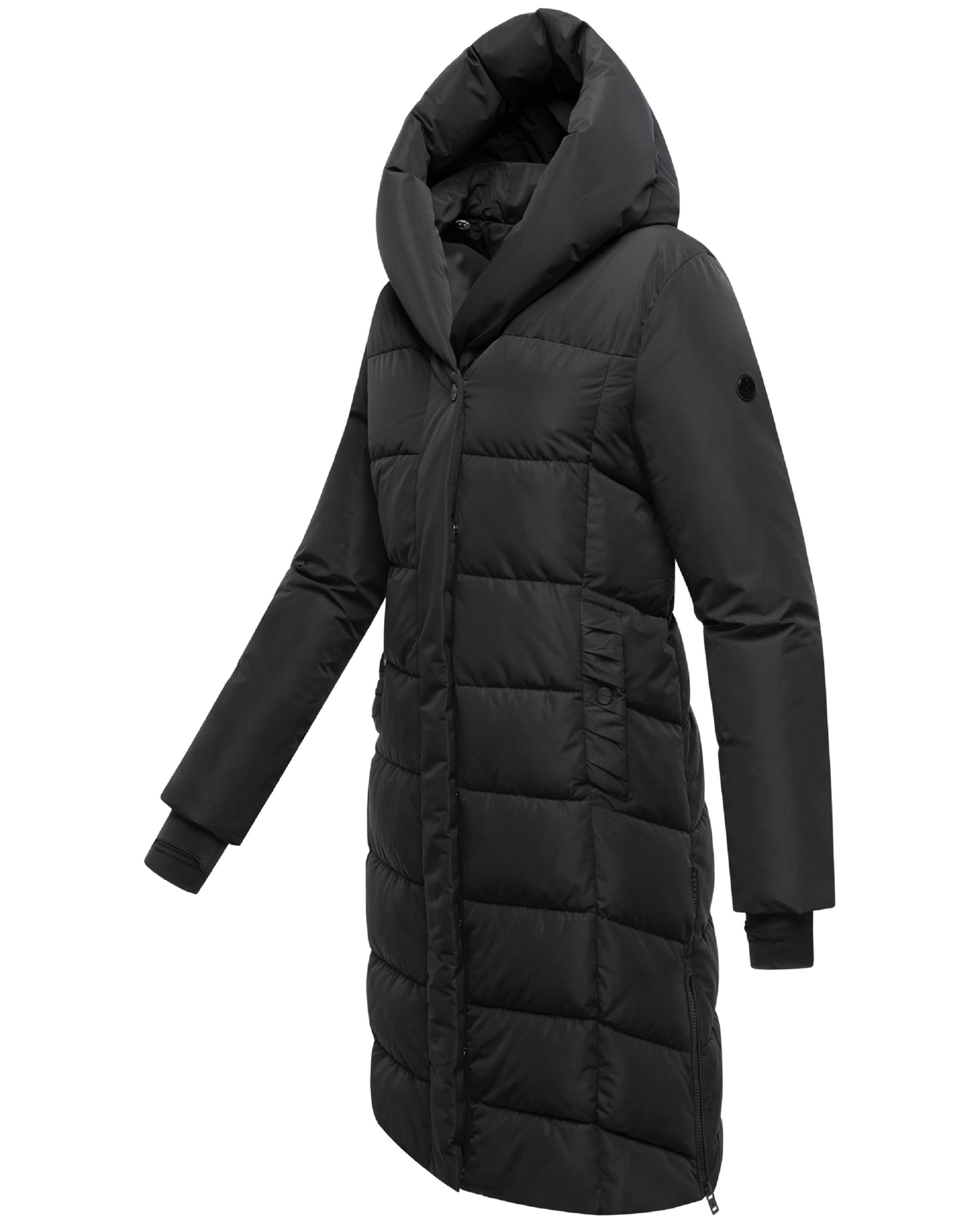 Warmer Steppmantel mit herausnehmbarem Kragen-Einsatz "Laubzauber 14" Black