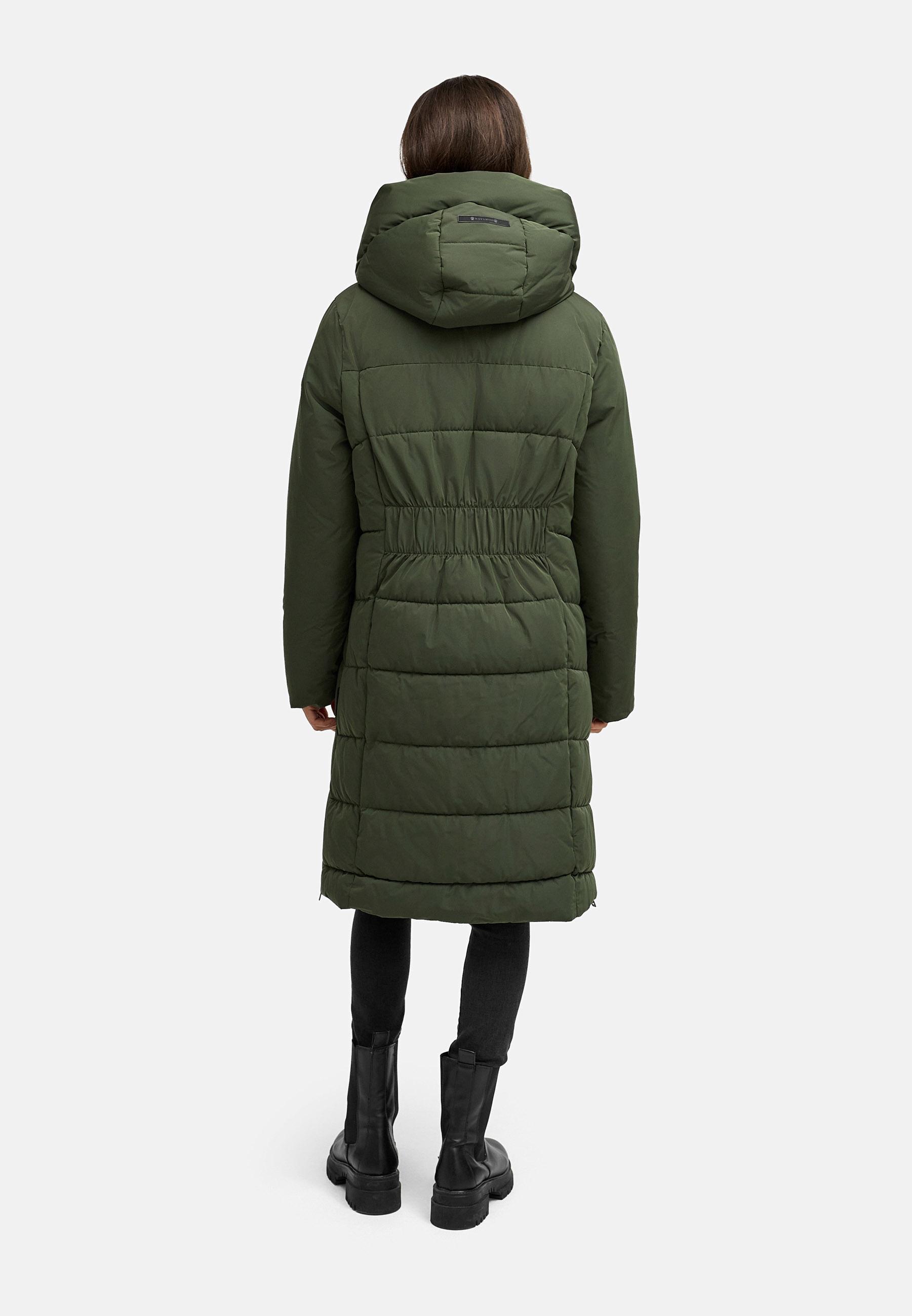 Warmer Steppmantel mit herausnehmbarem Kragen-Einsatz "Laubzauber 14" Dark Olive
