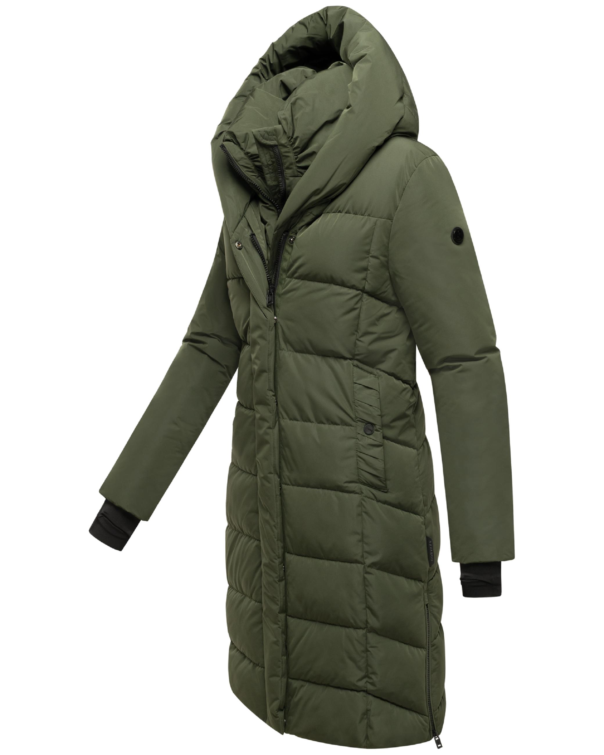 Warmer Steppmantel mit herausnehmbarem Kragen-Einsatz "Laubzauber 14" Dark Olive