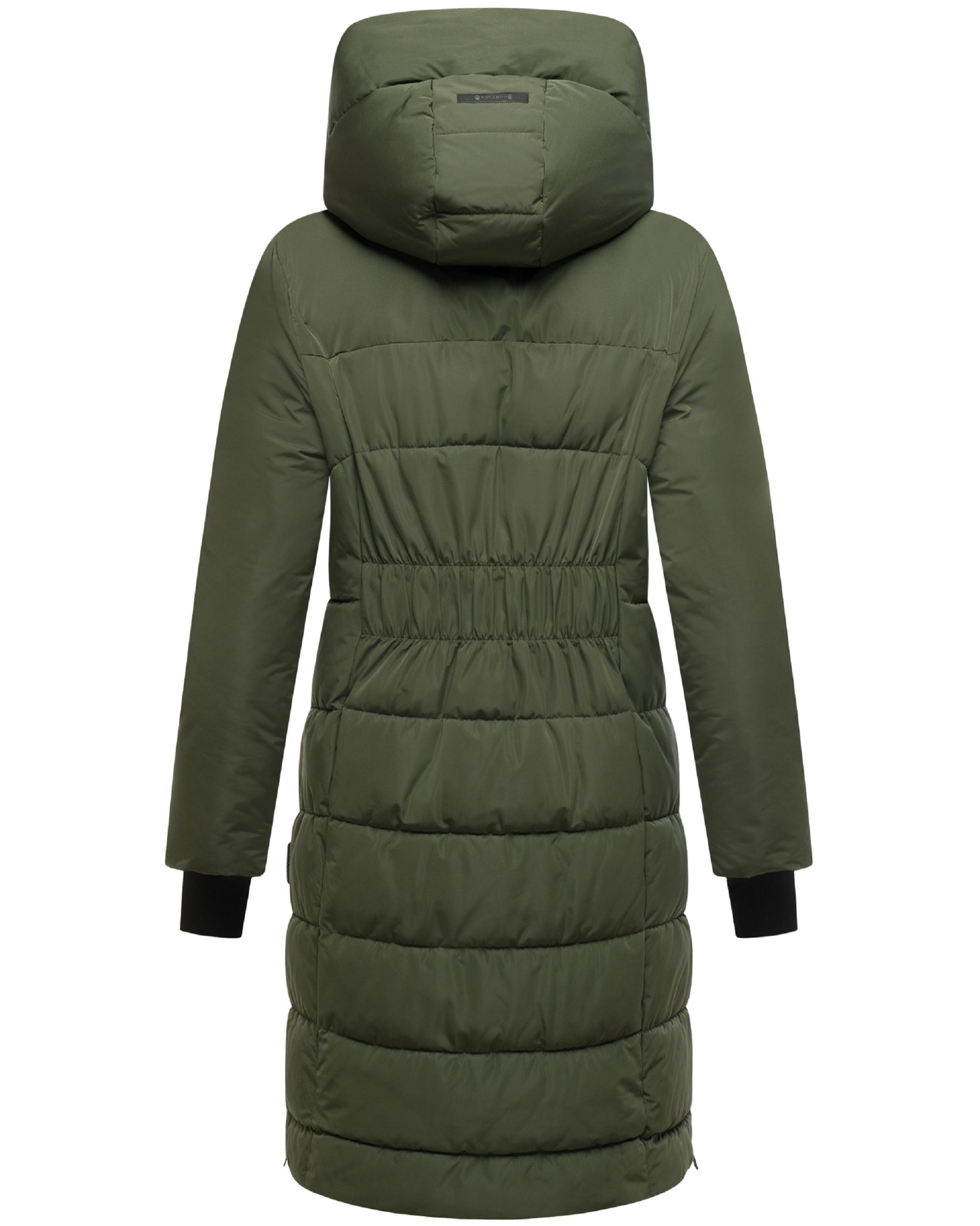 Warmer Steppmantel mit herausnehmbarem Kragen-Einsatz "Laubzauber 14" Dark Olive