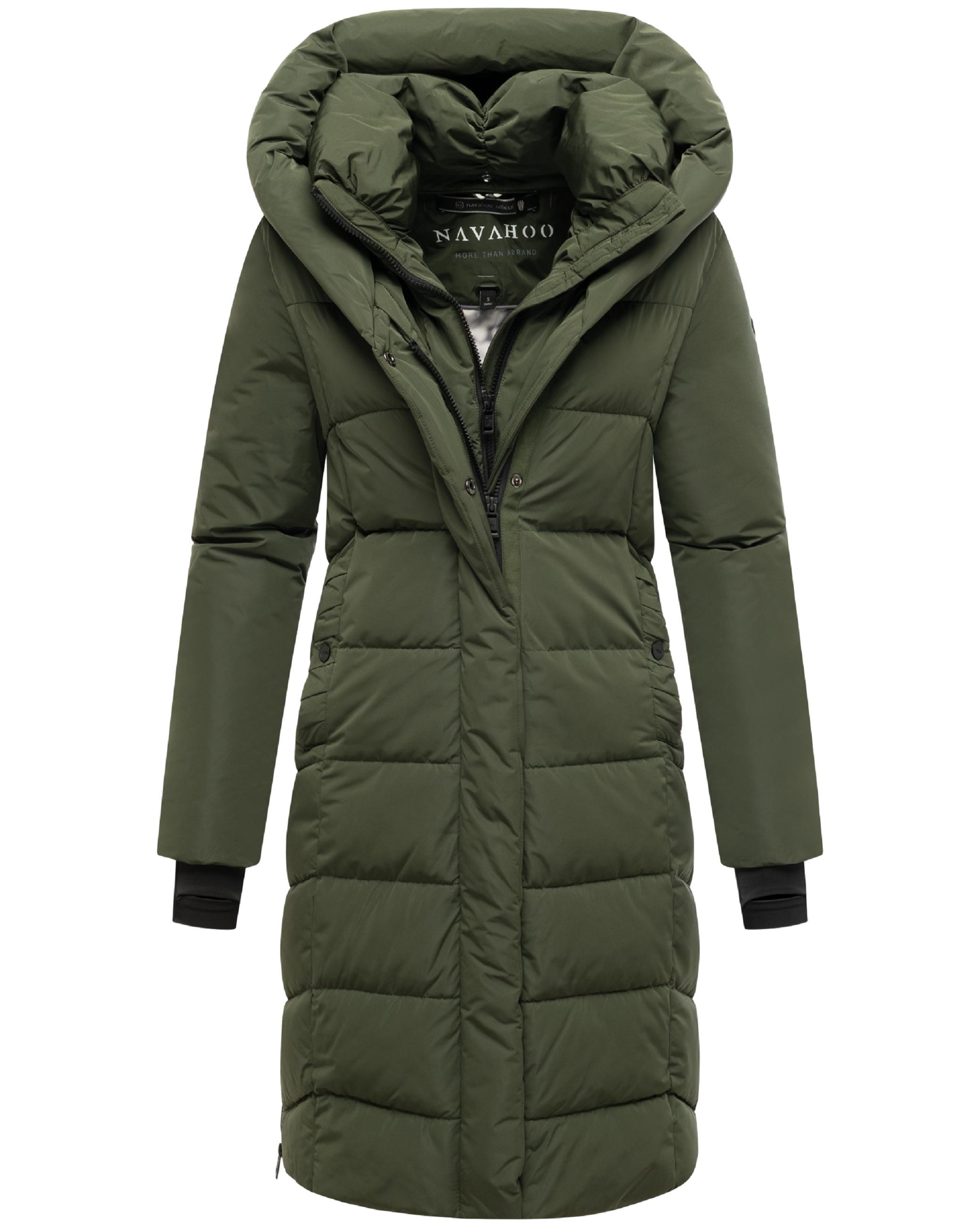 Warmer Steppmantel mit herausnehmbarem Kragen-Einsatz "Laubzauber 14" Dark Olive
