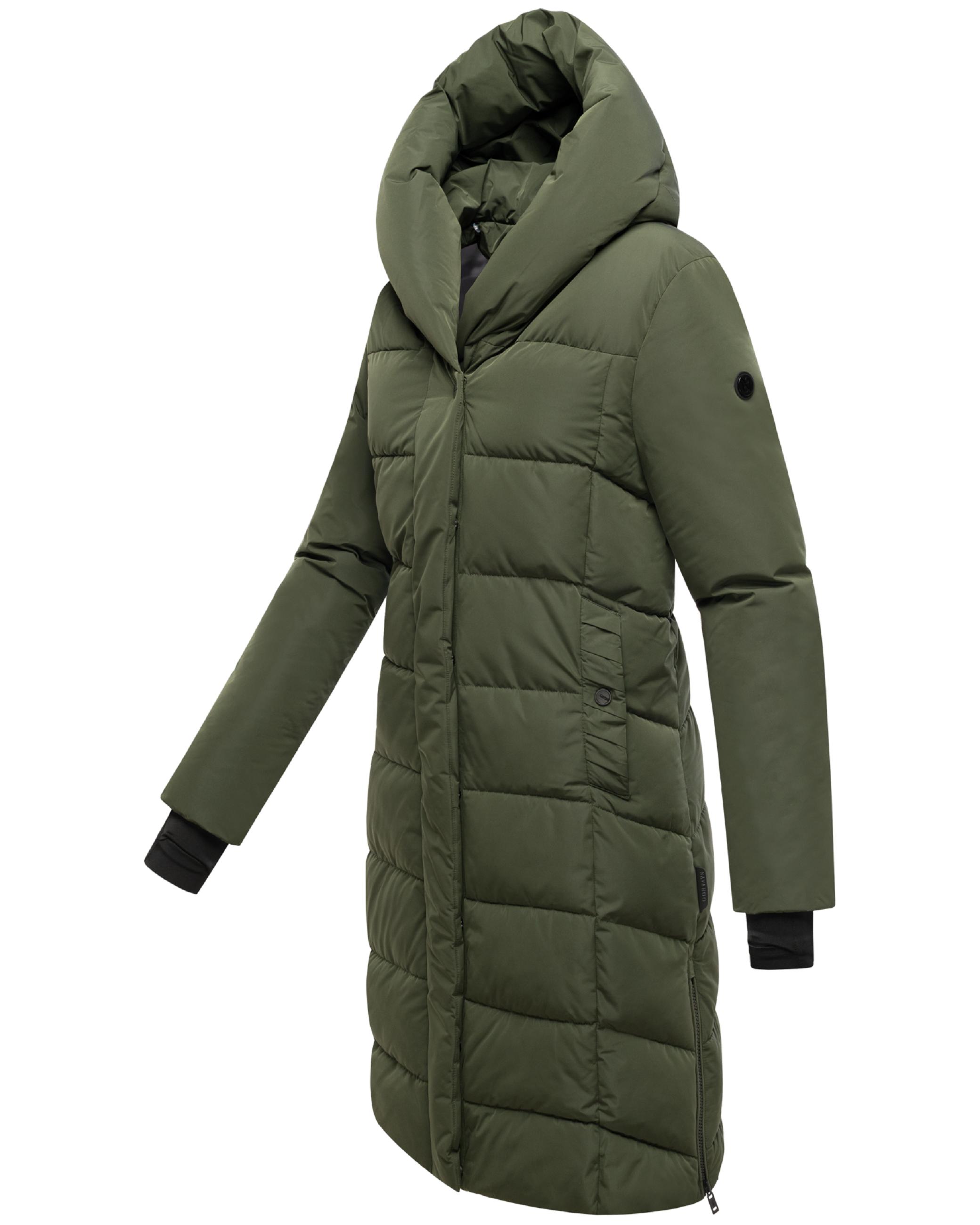 Warmer Steppmantel mit herausnehmbarem Kragen-Einsatz "Laubzauber 14" Dark Olive