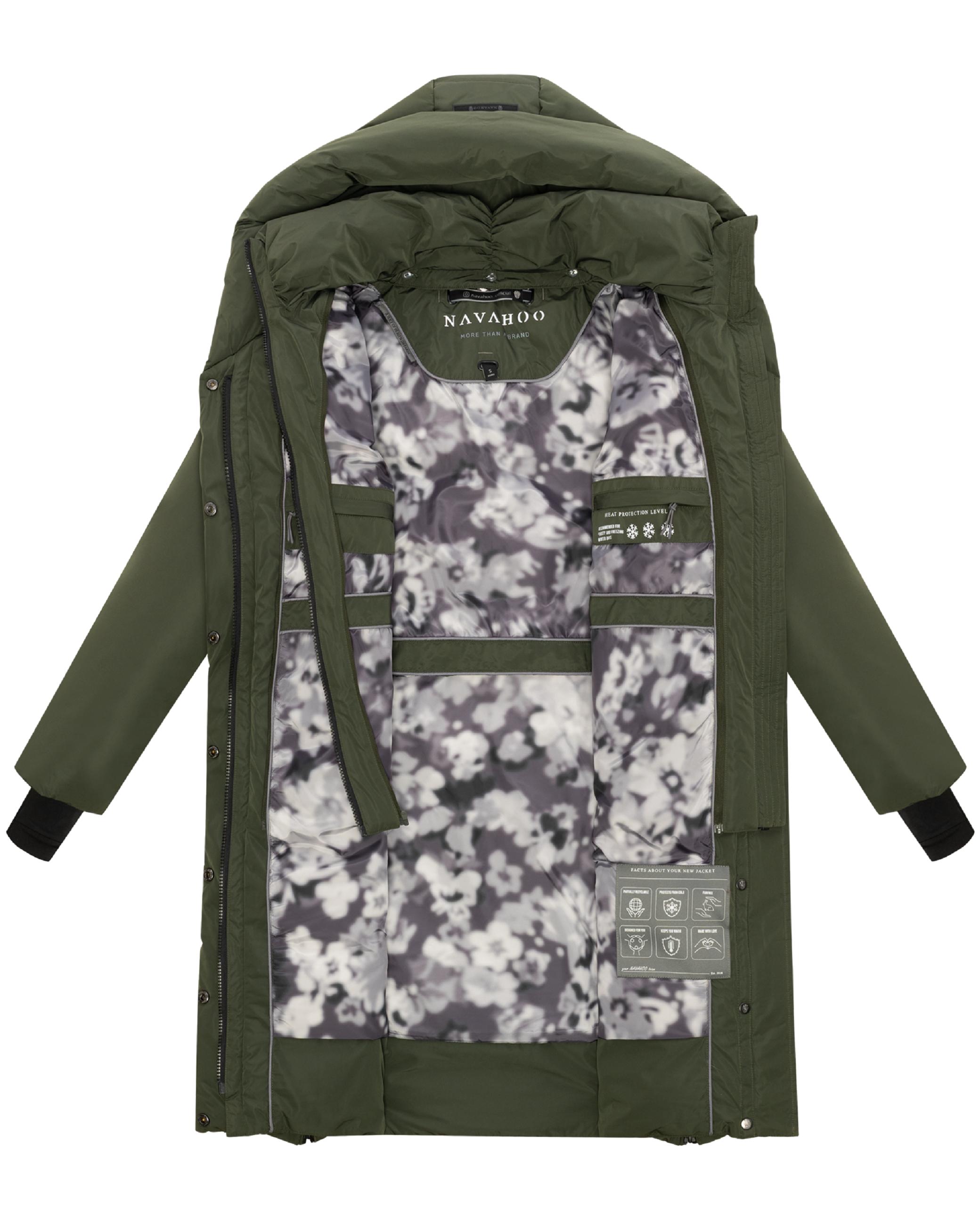 Warmer Steppmantel mit herausnehmbarem Kragen-Einsatz "Laubzauber 14" Dark Olive