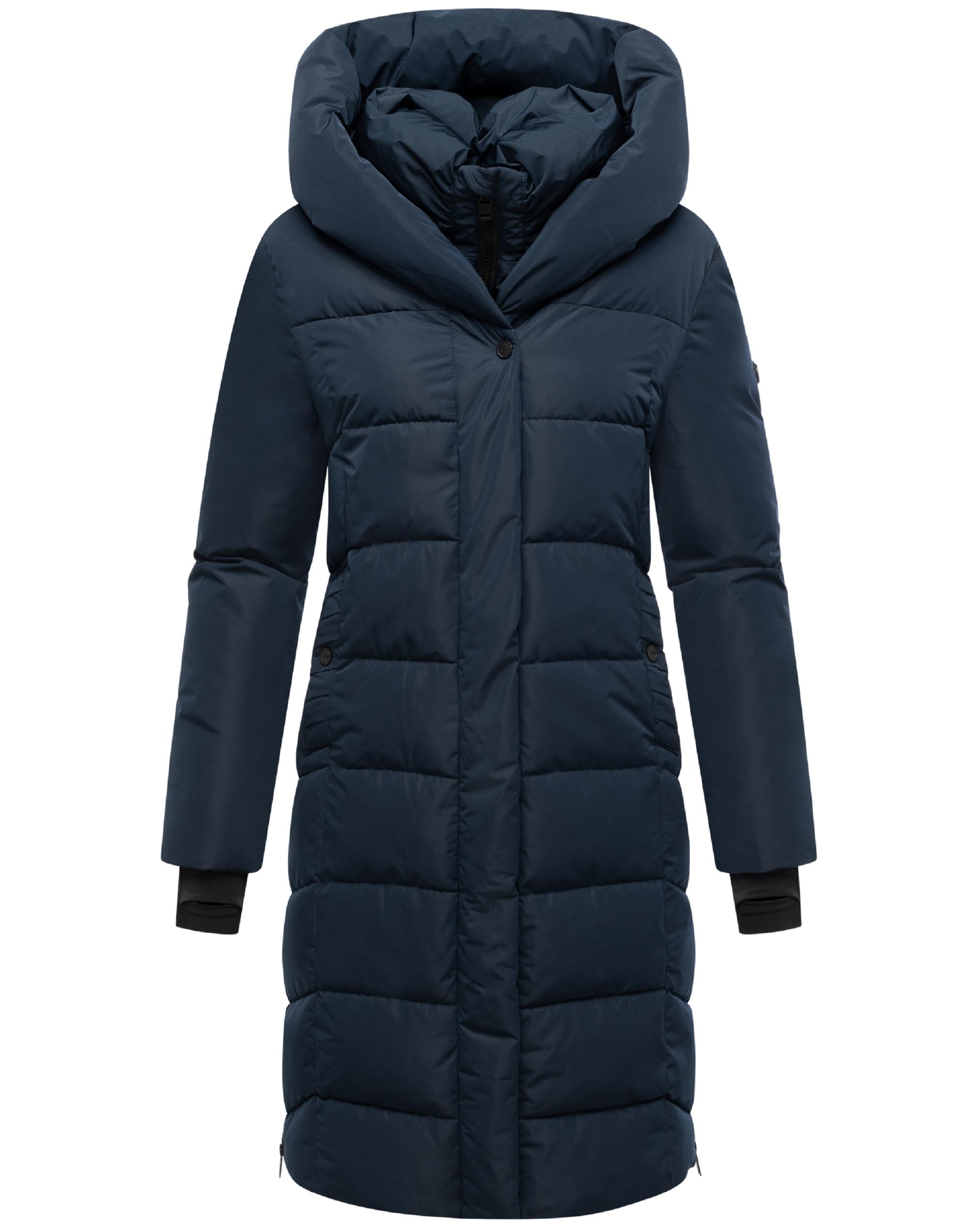 Warmer Steppmantel mit herausnehmbarem Kragen-Einsatz "Laubzauber 14" Navy