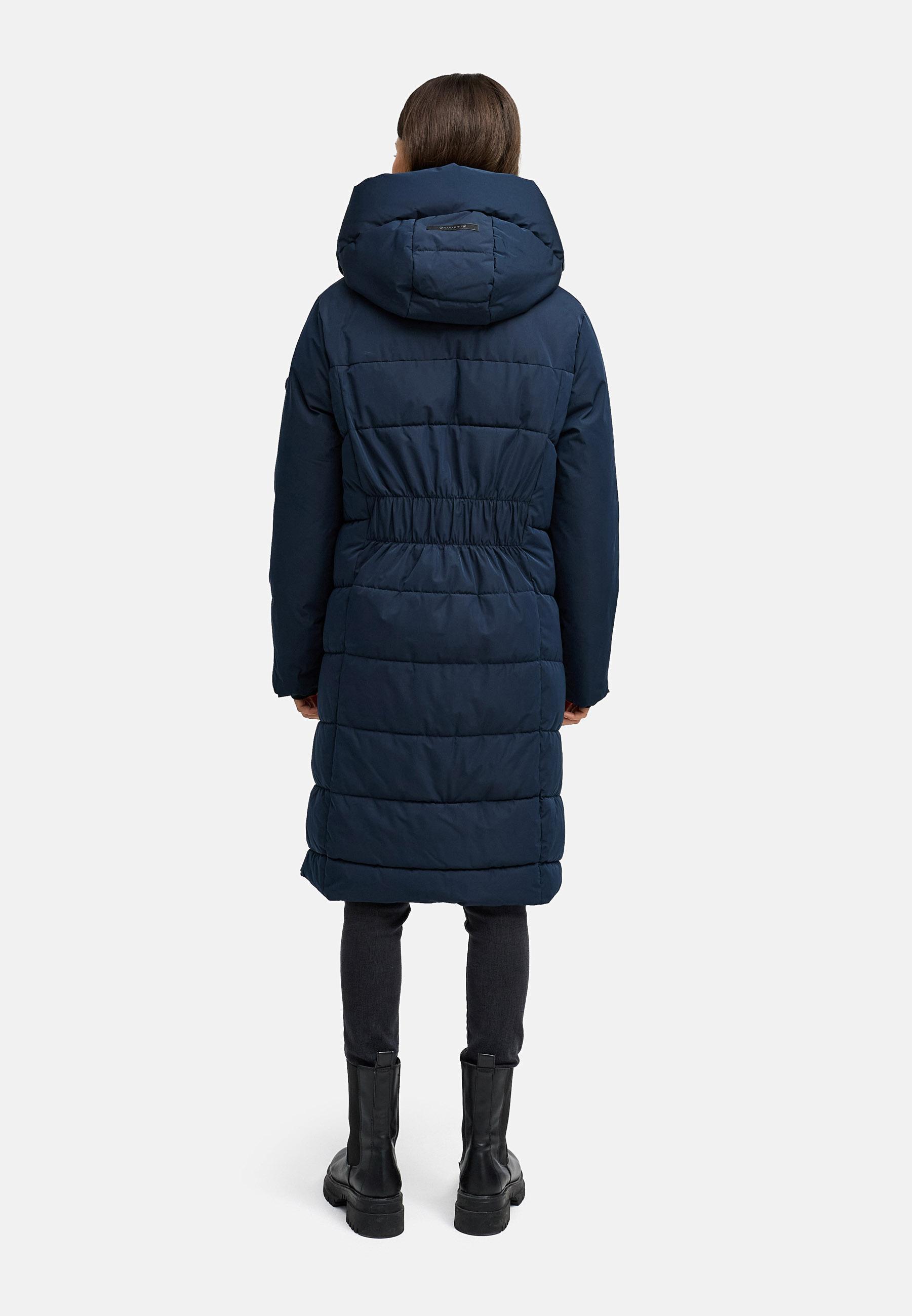 Warmer Steppmantel mit herausnehmbarem Kragen-Einsatz "Laubzauber 14" Navy
