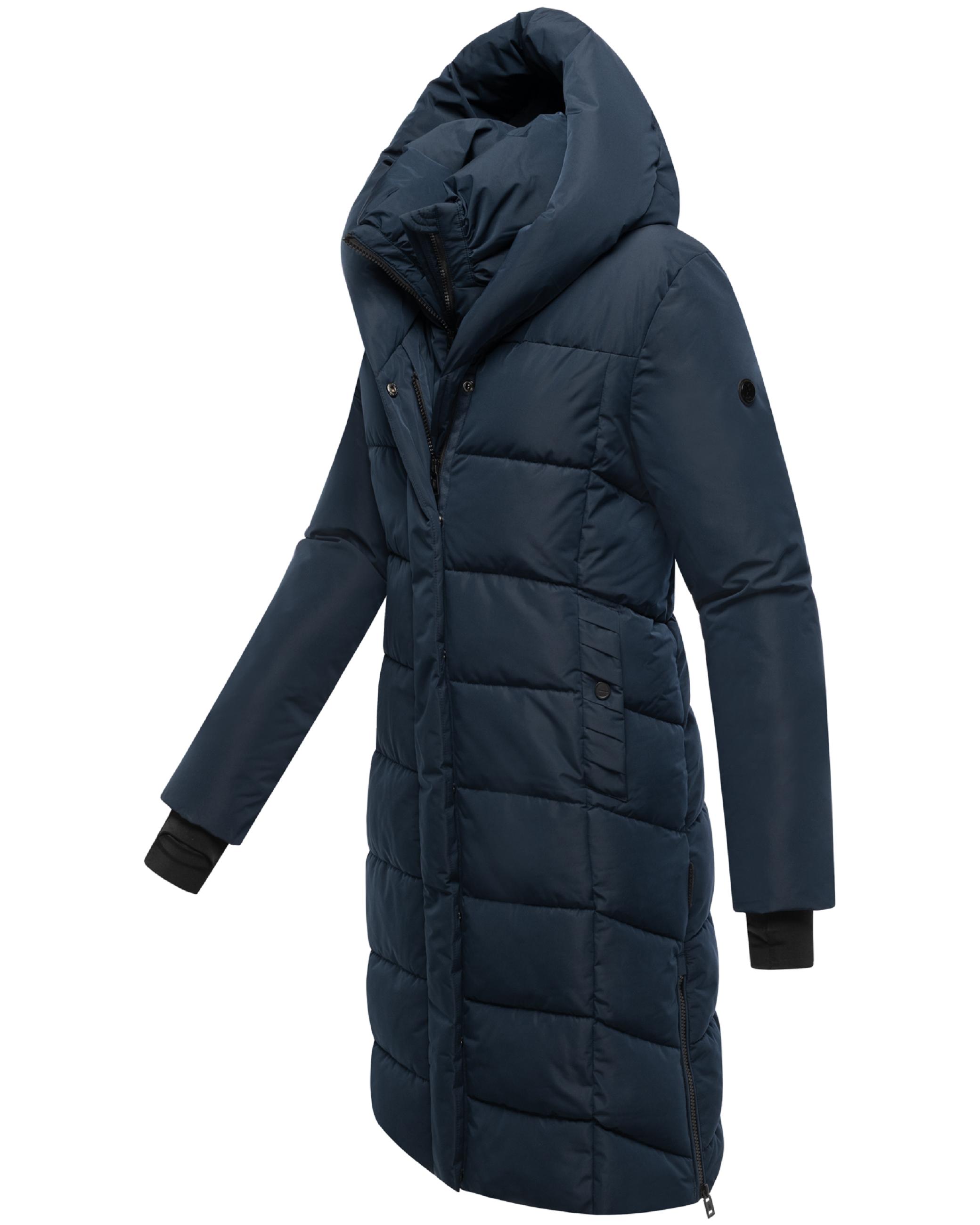 Warmer Steppmantel mit herausnehmbarem Kragen-Einsatz "Laubzauber 14" Navy