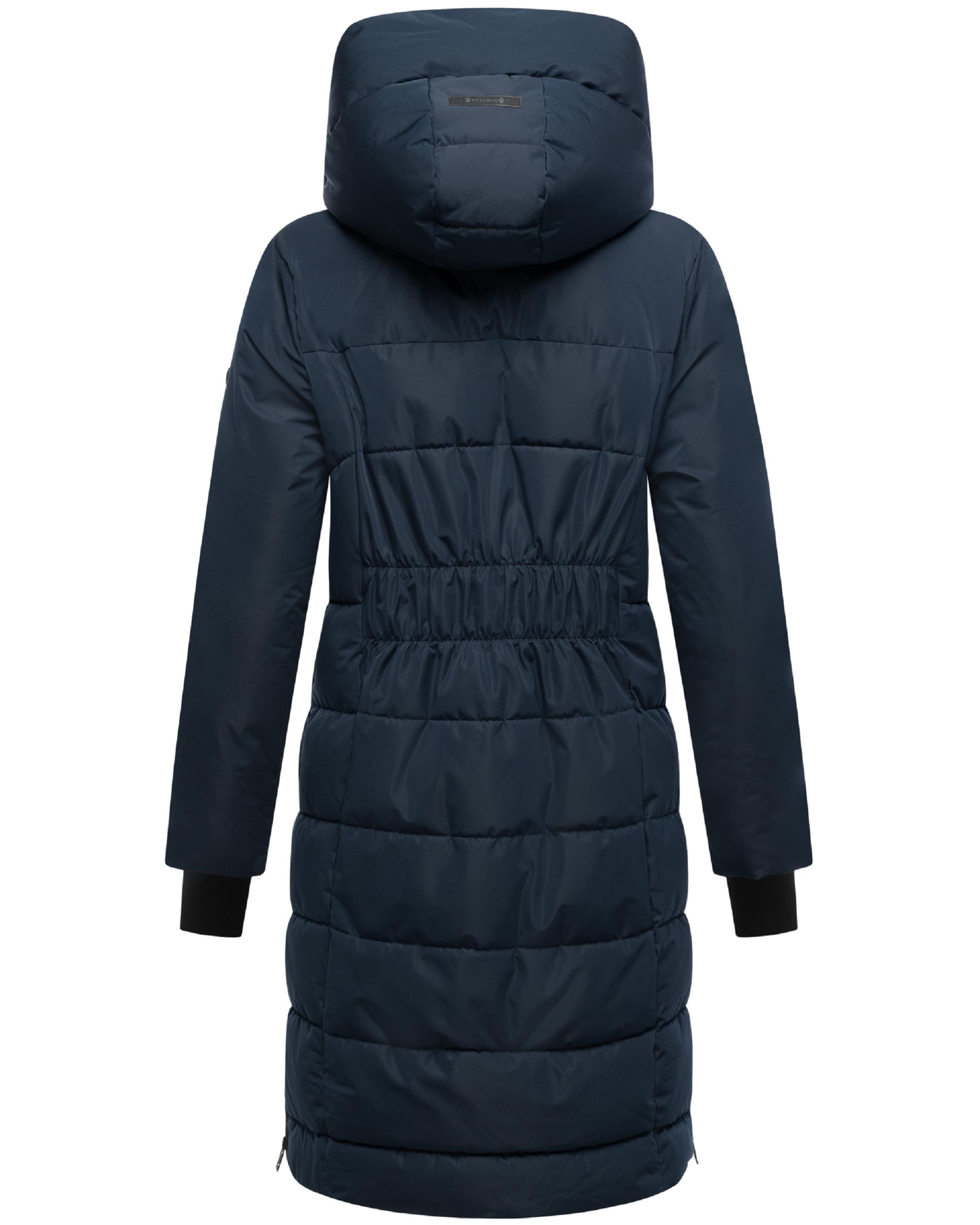Warmer Steppmantel mit herausnehmbarem Kragen-Einsatz "Laubzauber 14" Navy