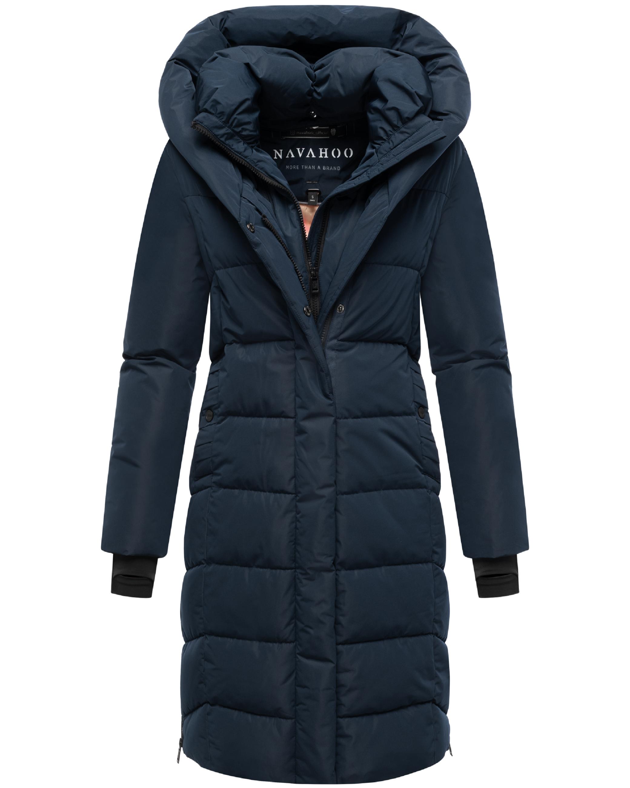 Warmer Steppmantel mit herausnehmbarem Kragen-Einsatz "Laubzauber 14" Navy