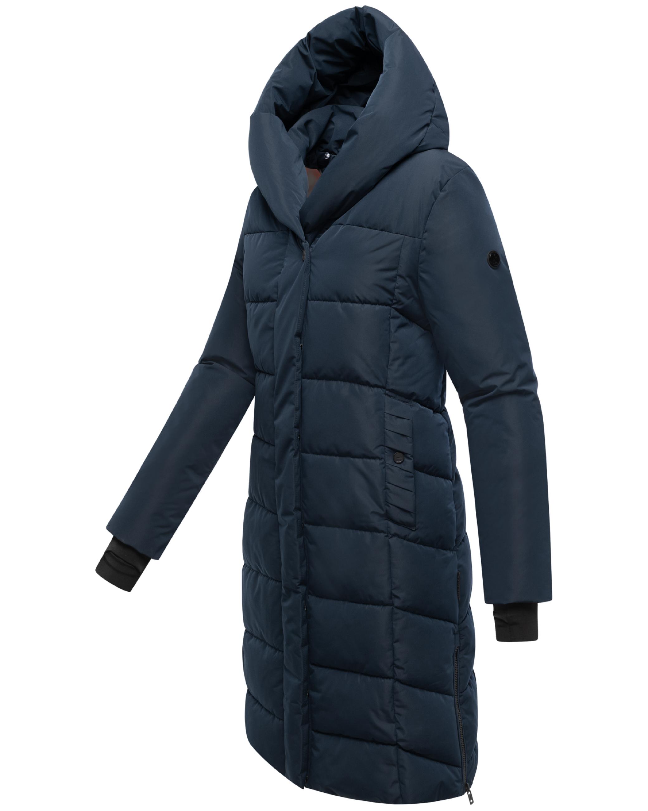 Warmer Steppmantel mit herausnehmbarem Kragen-Einsatz "Laubzauber 14" Navy