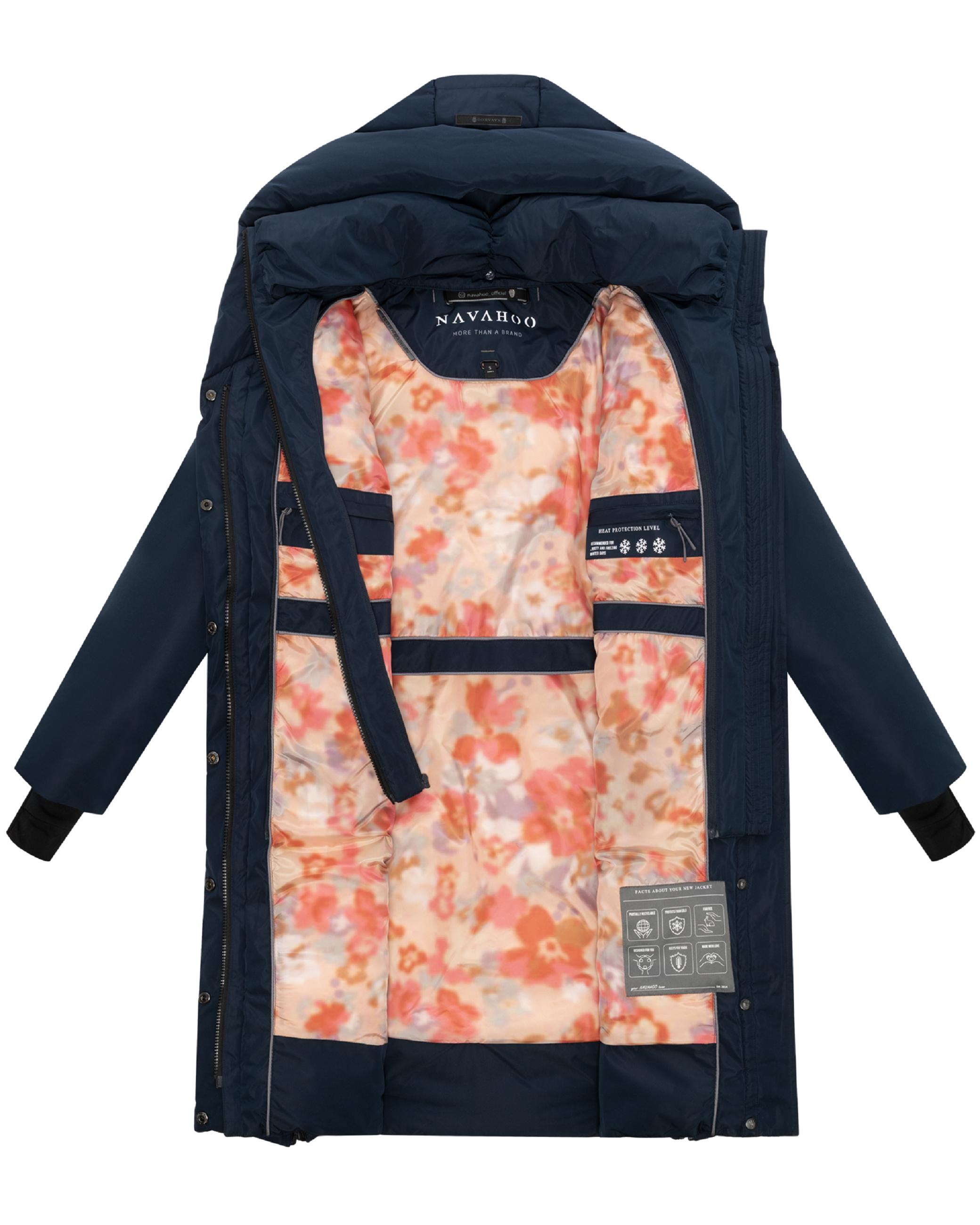 Warmer Steppmantel mit herausnehmbarem Kragen-Einsatz "Laubzauber 14" Navy