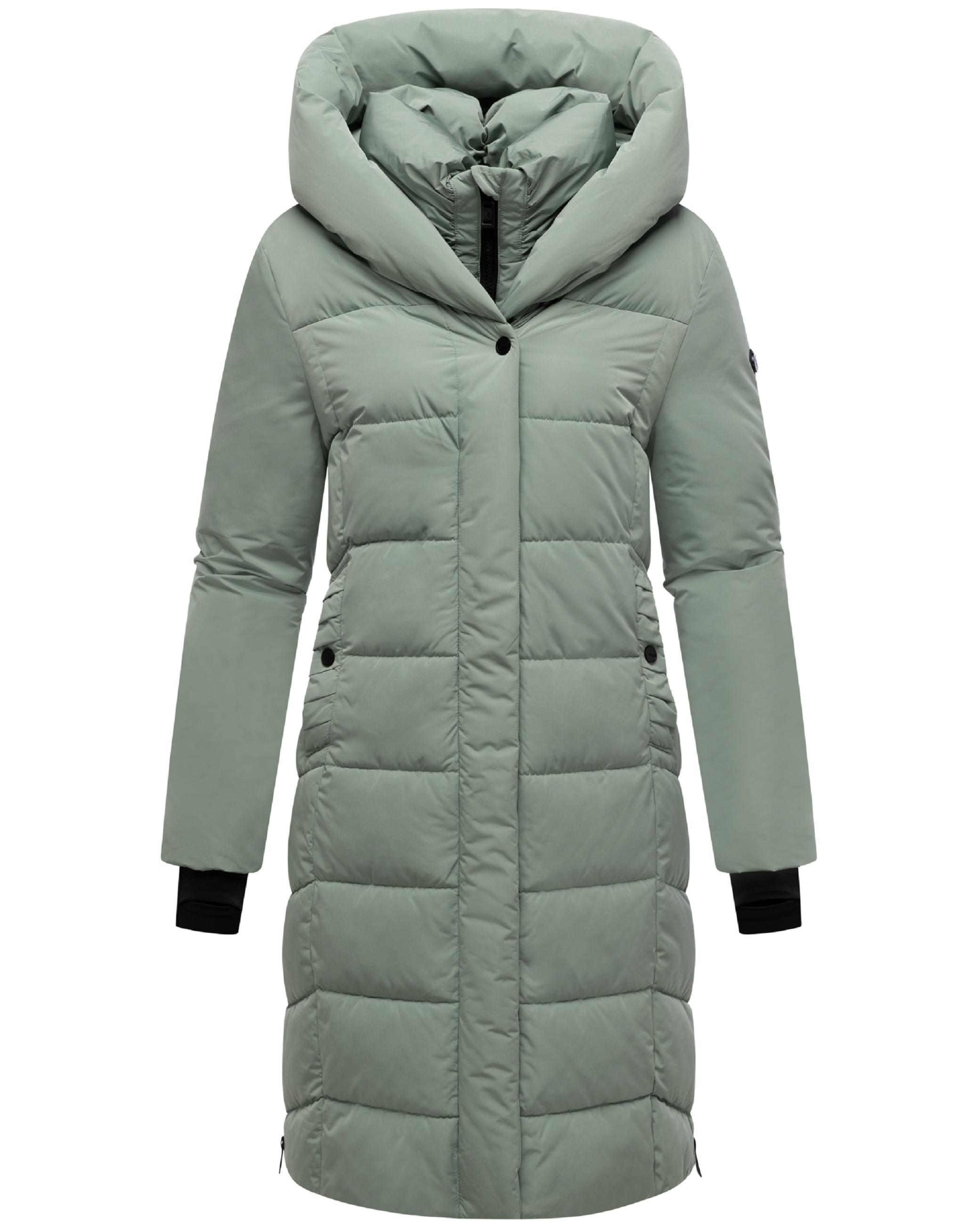 Warmer Steppmantel mit herausnehmbarem Kragen-Einsatz "Laubzauber 14" Smokey Mint