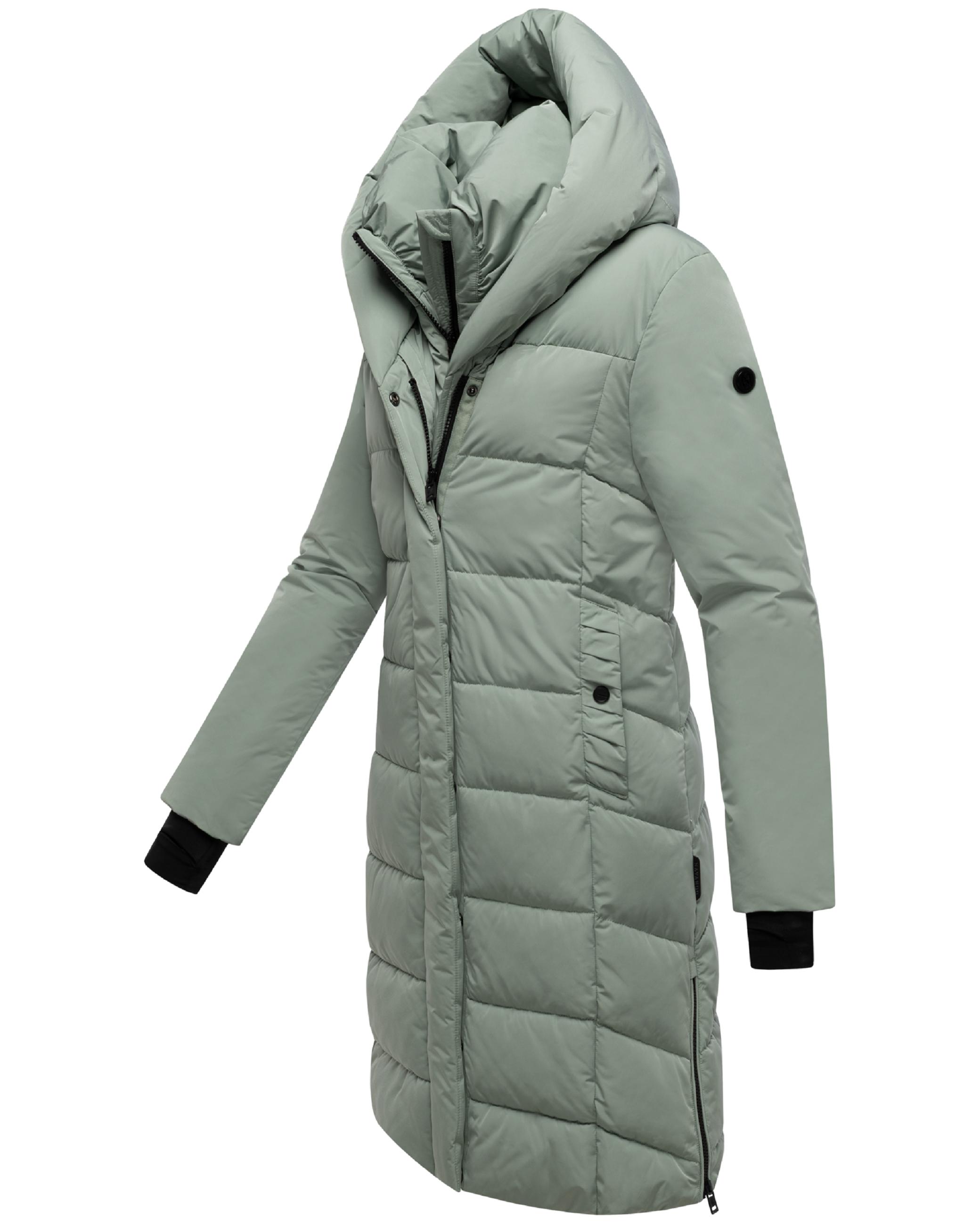 Warmer Steppmantel mit herausnehmbarem Kragen-Einsatz "Laubzauber 14" Smokey Mint