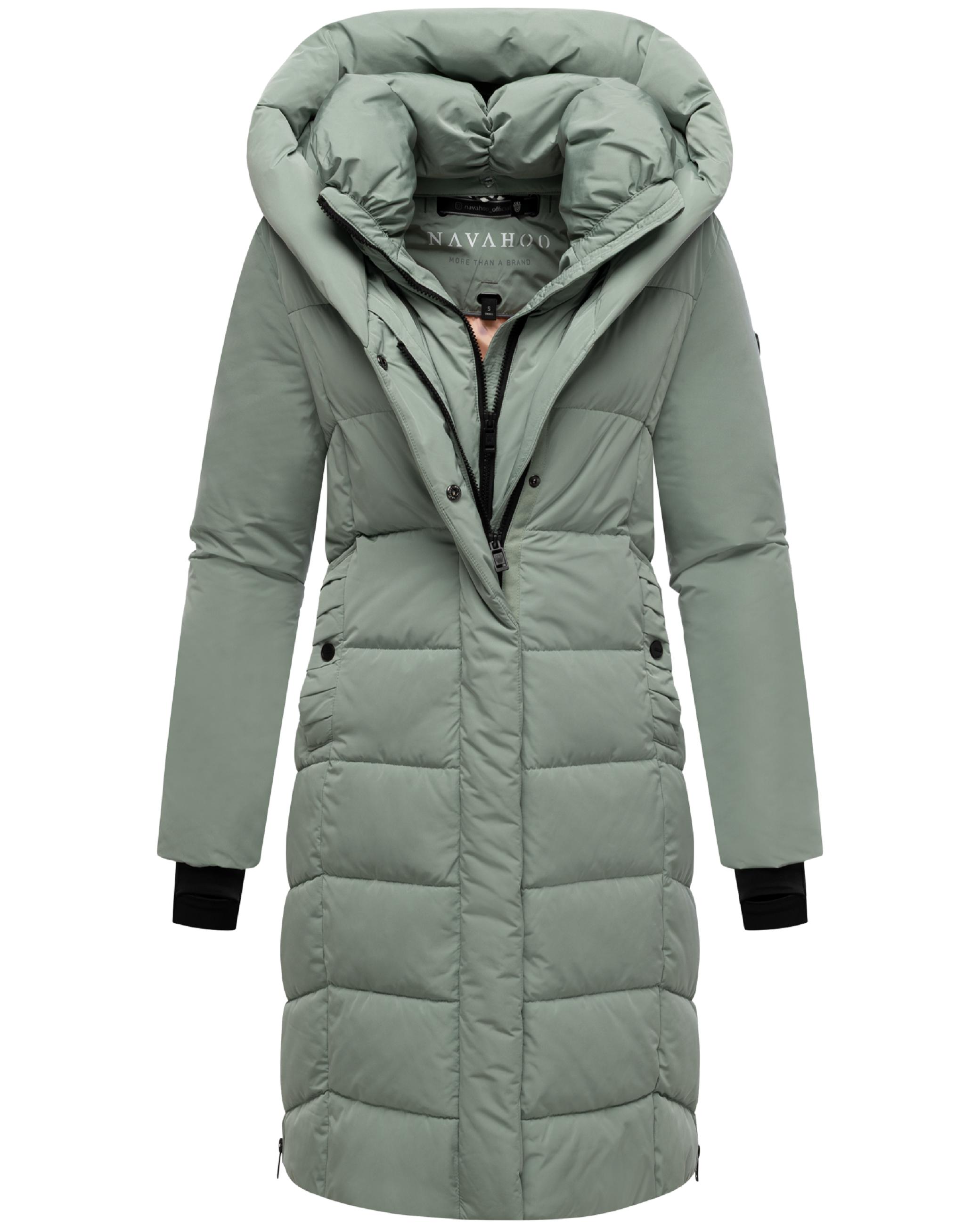 Warmer Steppmantel mit herausnehmbarem Kragen-Einsatz "Laubzauber 14" Smokey Mint