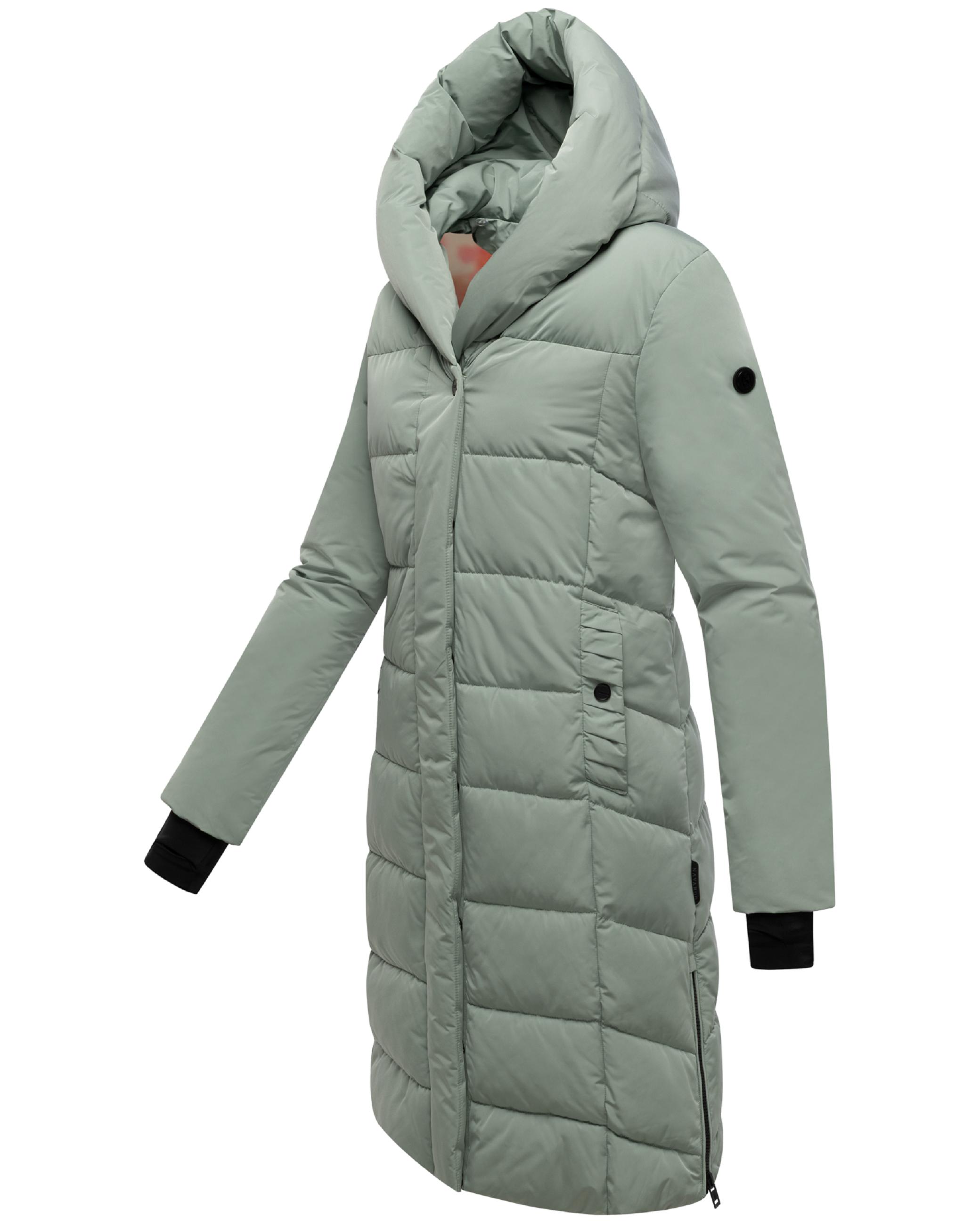 Warmer Steppmantel mit herausnehmbarem Kragen-Einsatz "Laubzauber 14" Smokey Mint